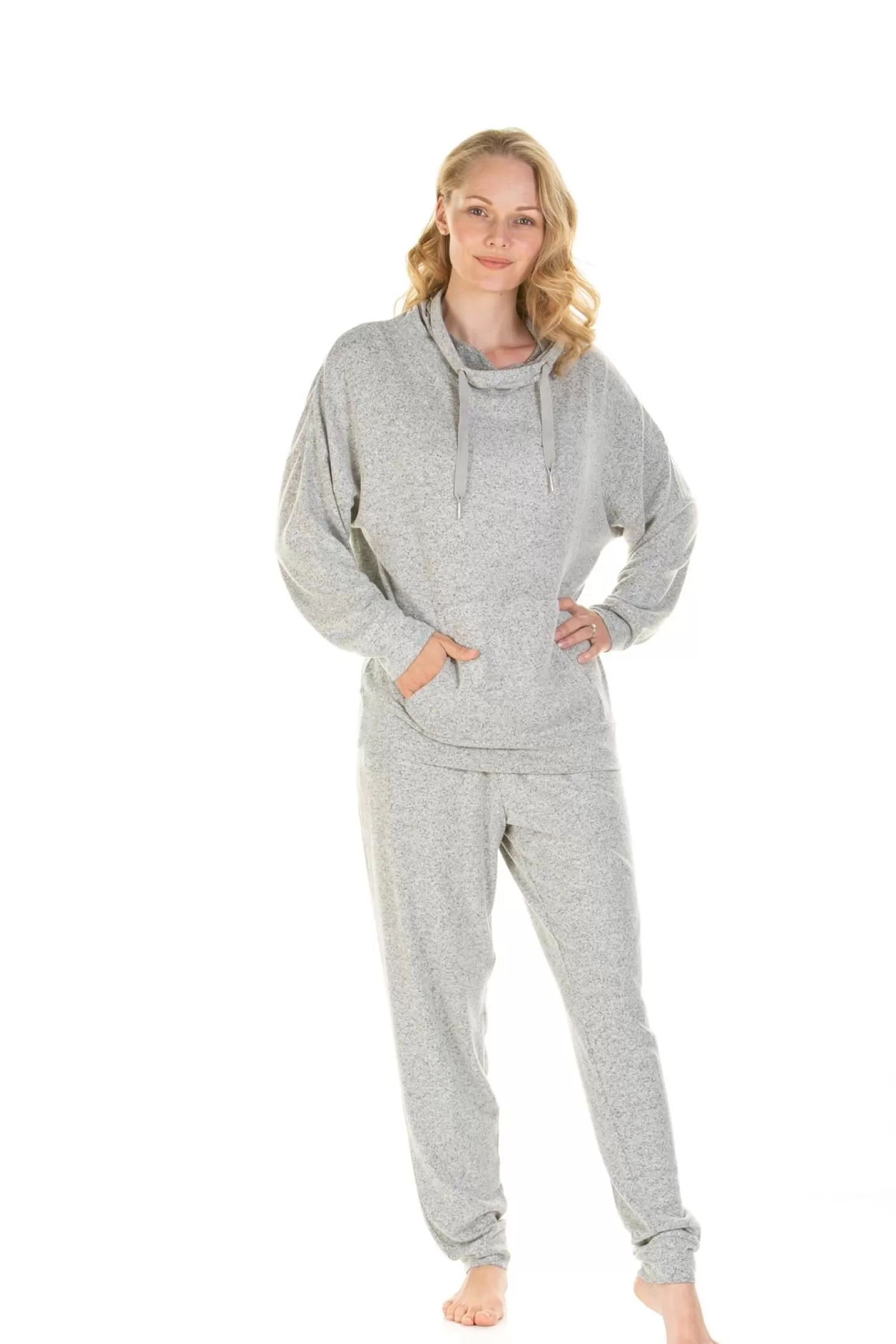 La Marquise Pyjamas | Lush Lounge Cloudknit Cowl Neck Pyjamas - Grey
