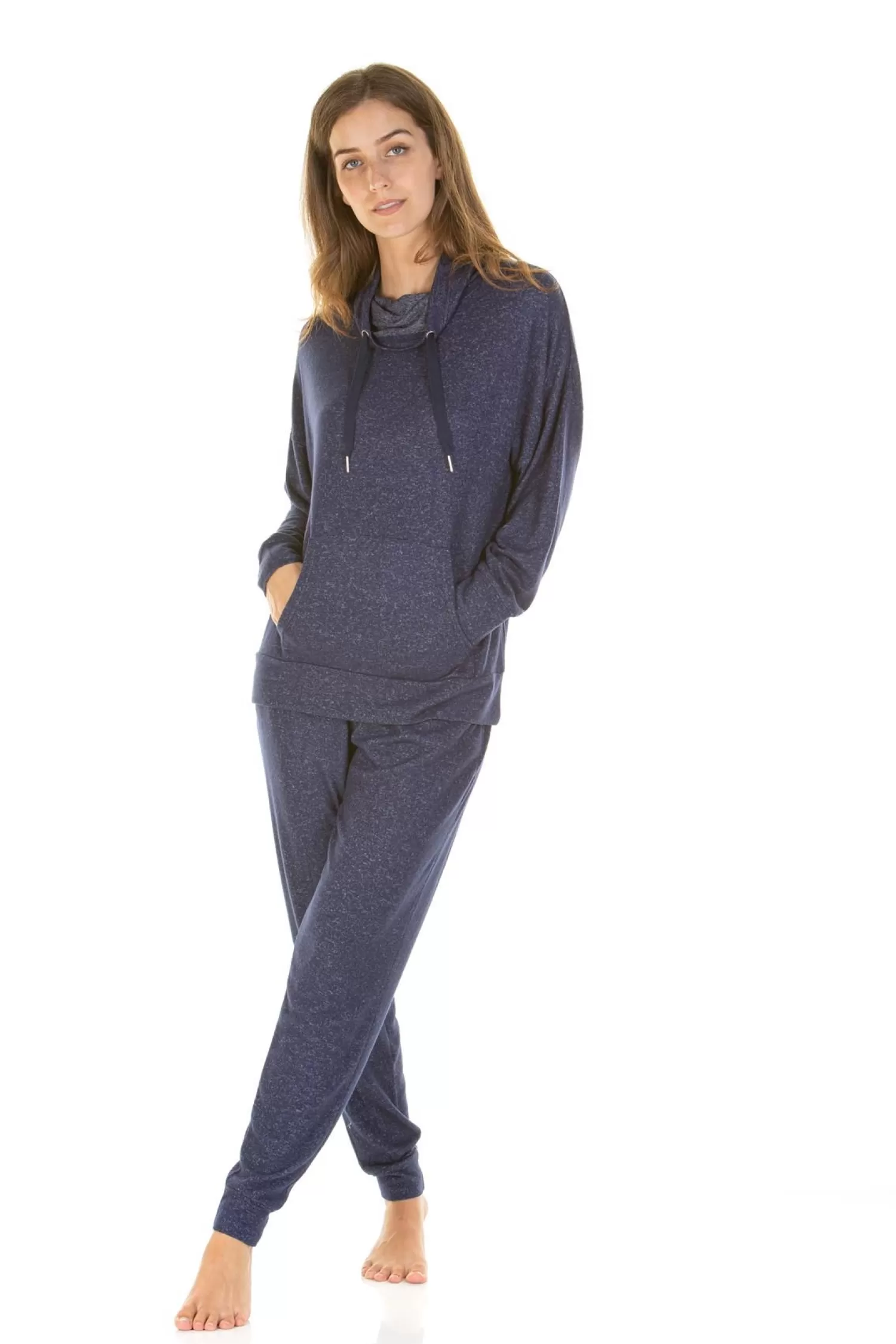 La Marquise Pyjamas | Lush Lounge Cloudknit Cowl Neck Pyjamas - Navy