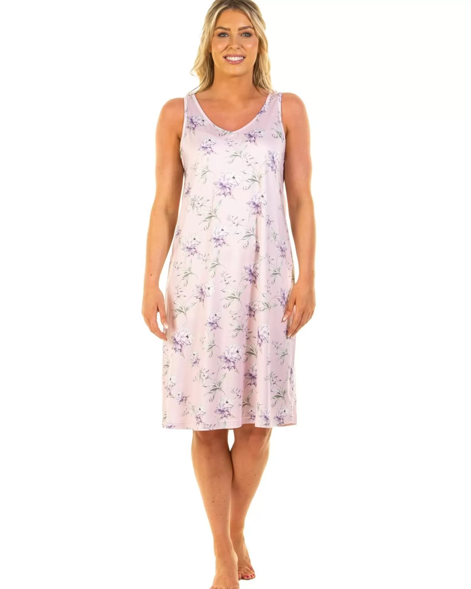 La Marquise Nighties | Orchid Silkyknit Sleeveless Nightie - Pink