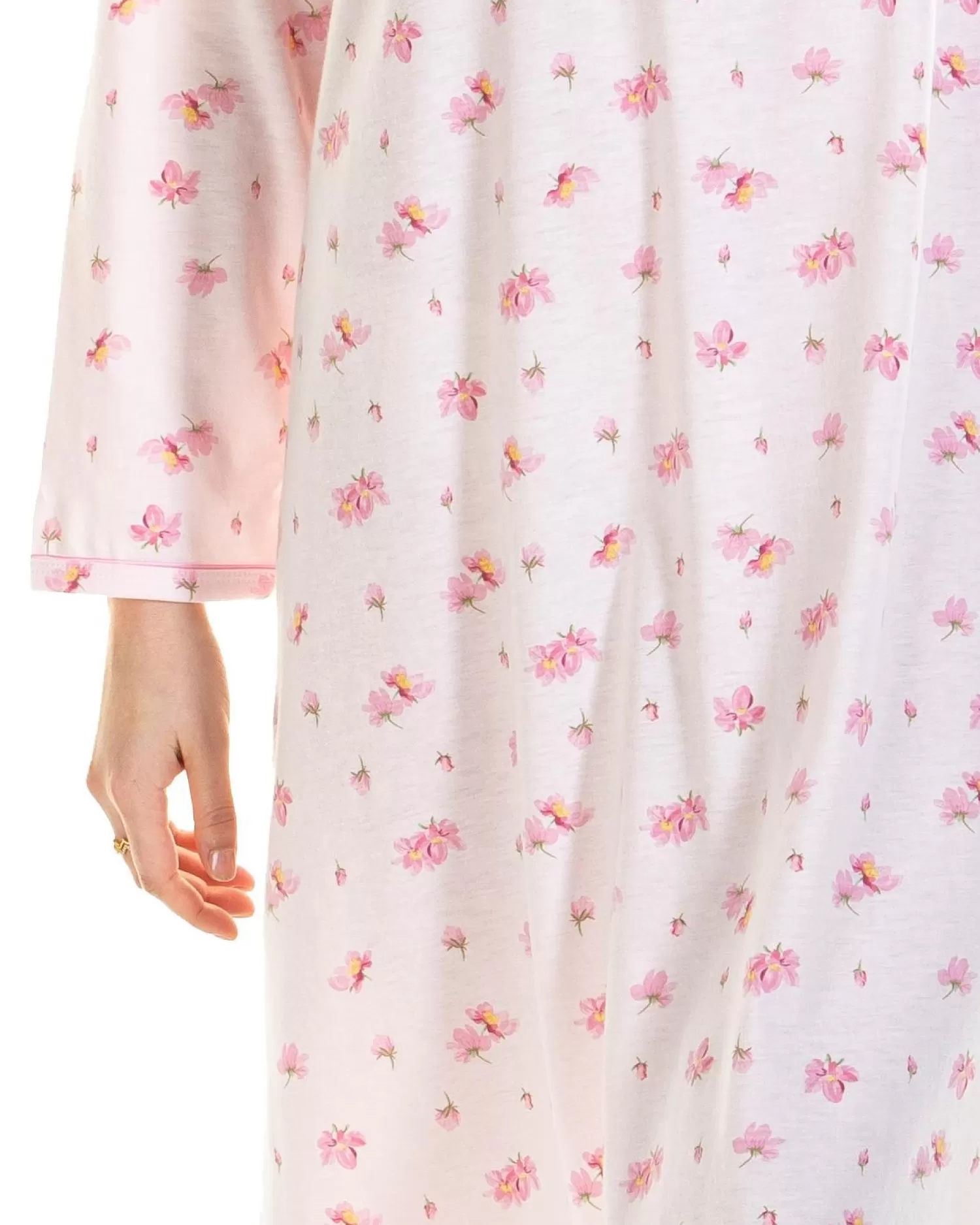 La Marquise Nighties | Pink Blush Jersey Long Sleeve Nightie - Pink