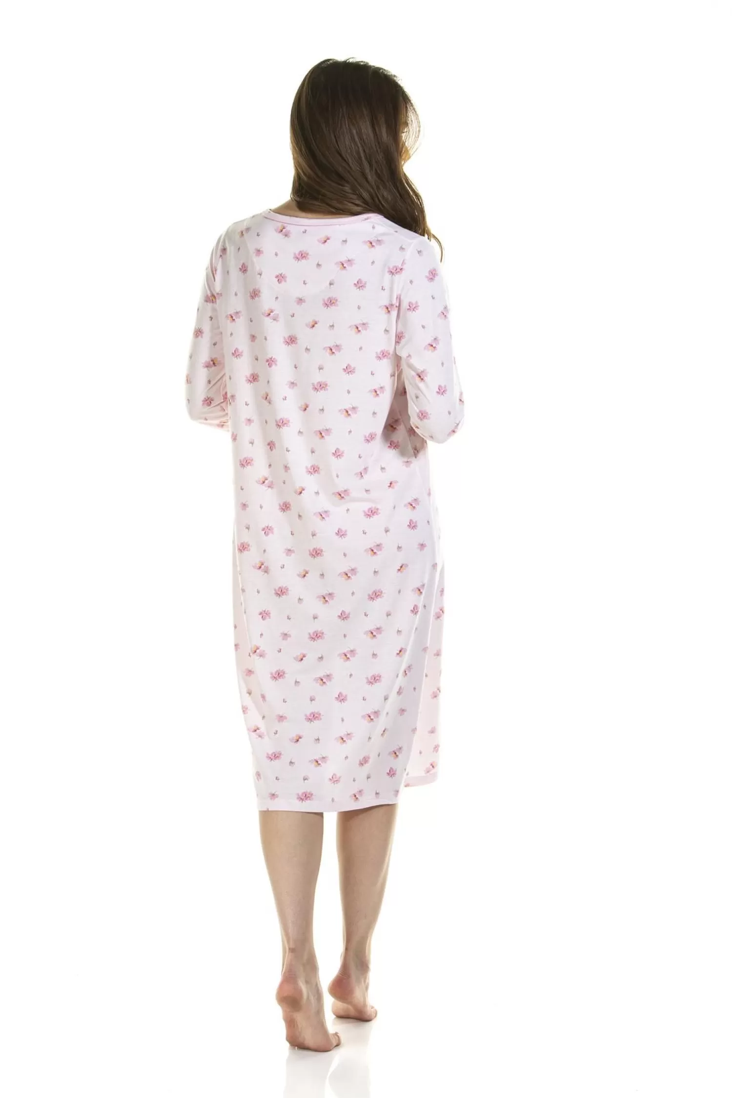 La Marquise Nighties | Pink Blush Jersey Long Sleeve Nightie - Pink
