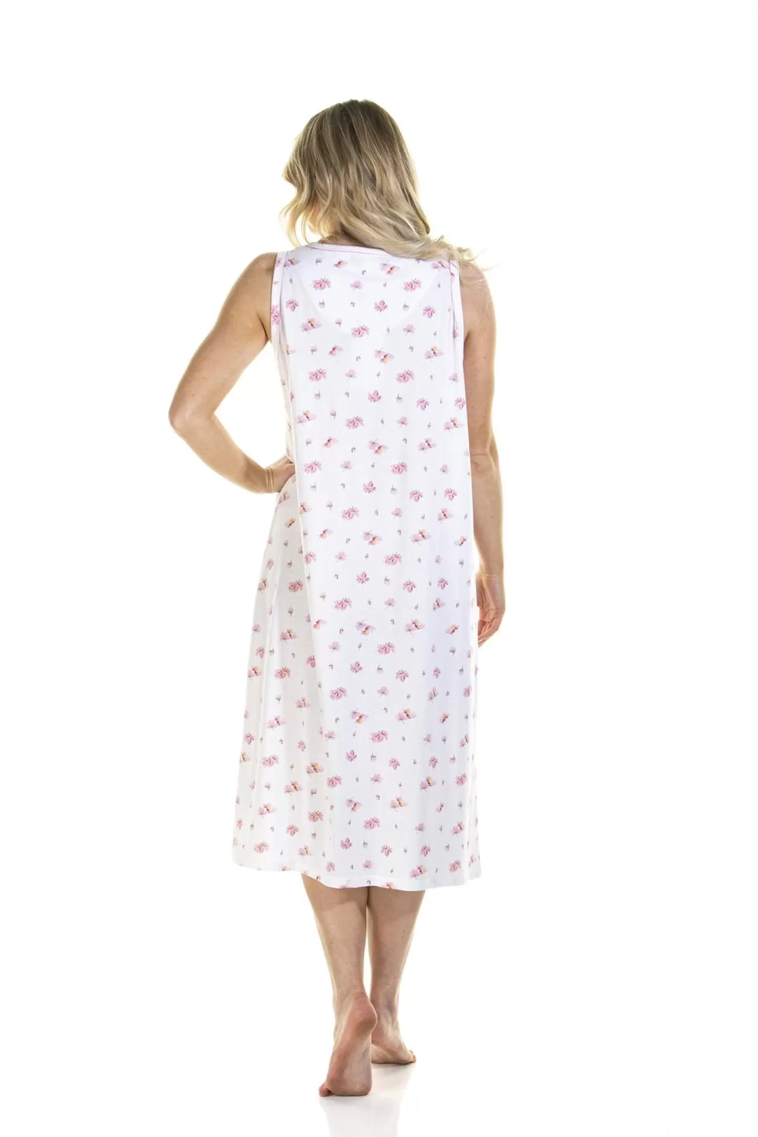 La Marquise Nighties | Pink Blush Jersey Sleeveless Nightie - Ivory