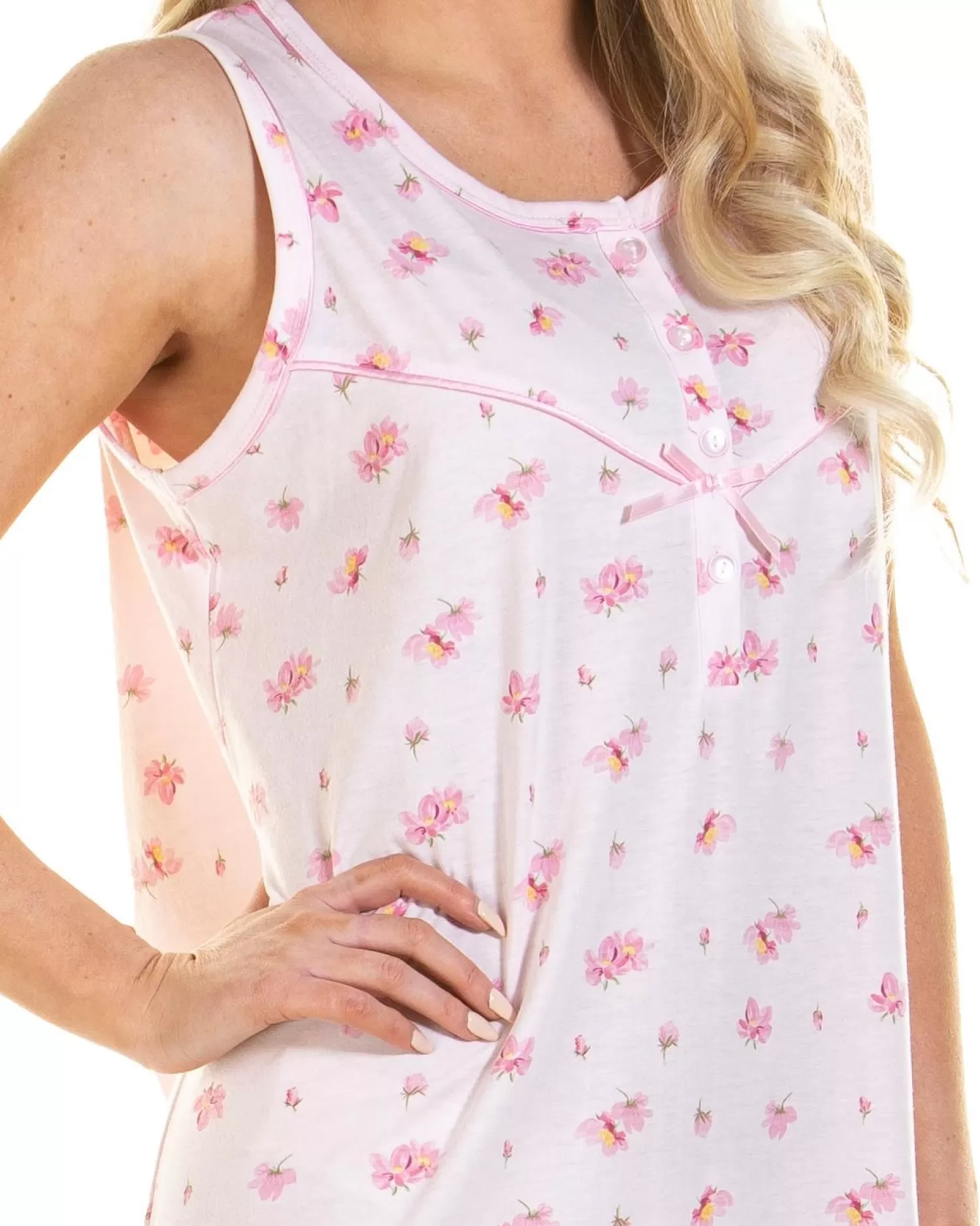 La Marquise Nighties | Pink Blush Jersey Sleeveless Nightie - Pink