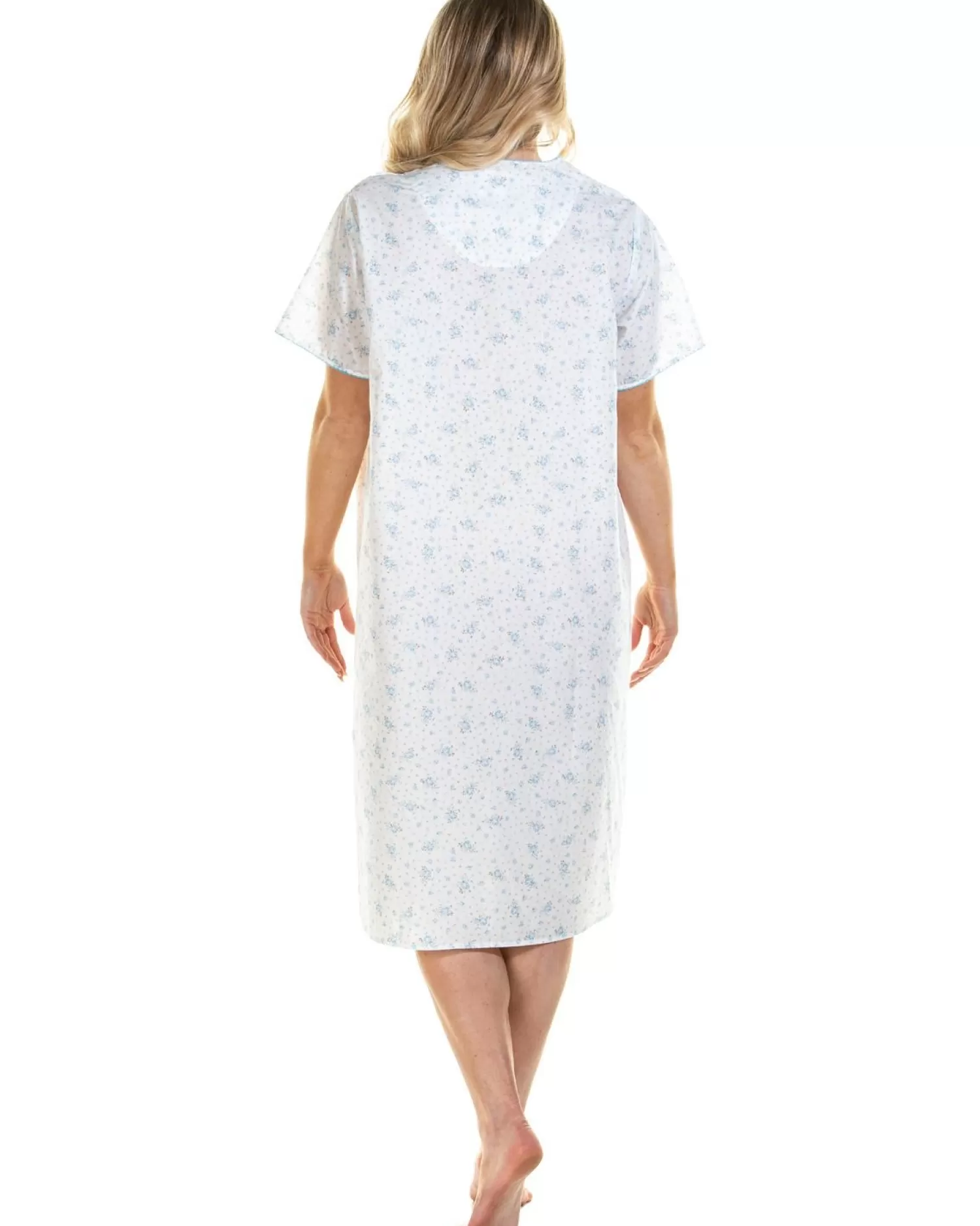 La Marquise Nighties | Spring Blossom Woven Short Sleeve Nightie - Blue