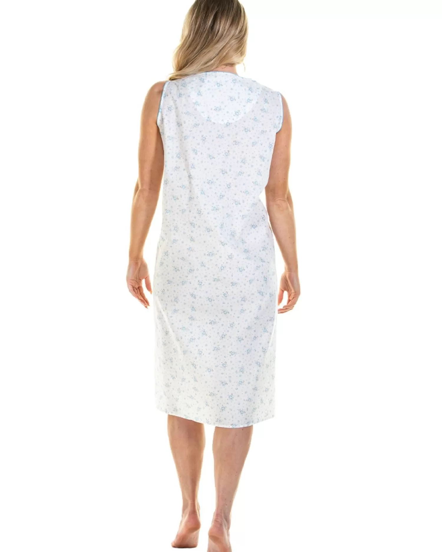 La Marquise Nighties | Spring Blossom Woven Sleeveless Nightie - Blue