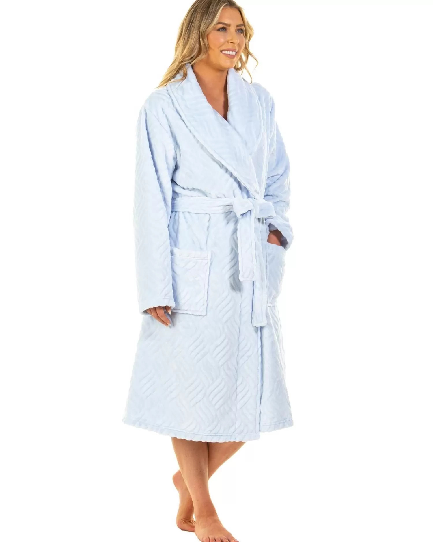 La Marquise Dressing Gowns | Tulip Embossed Dressing Gown - Blue
