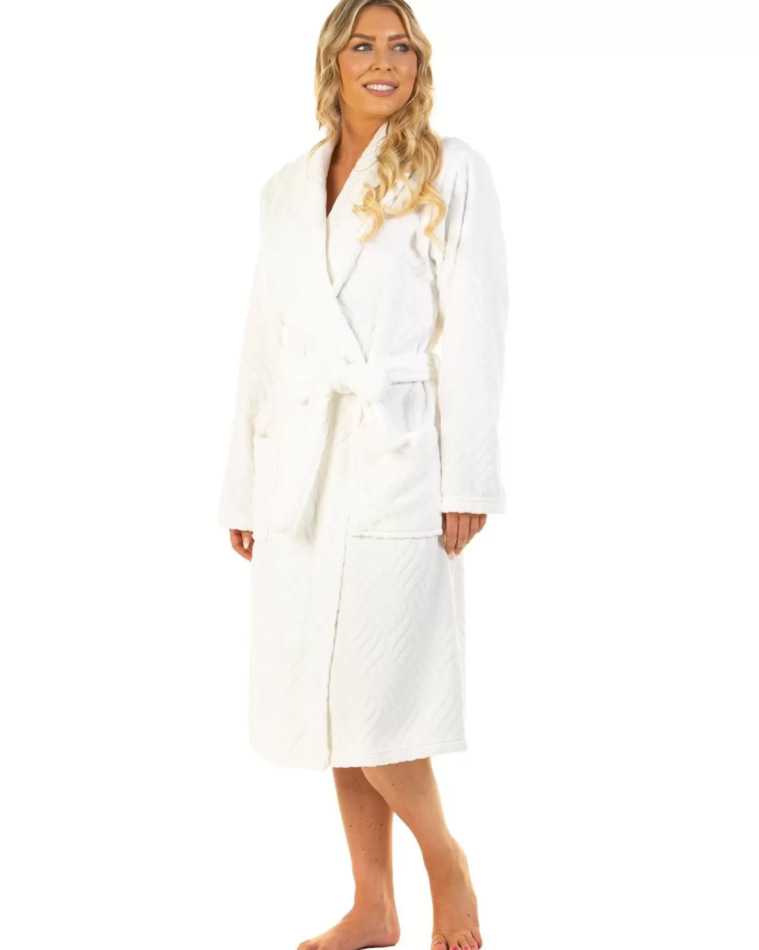 La Marquise Dressing Gowns | Tulip Embossed Dressing Gown - Ivory