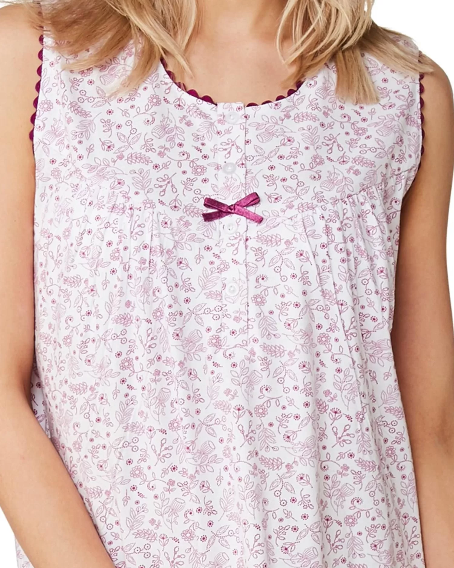 Lady Olga Nighties | 100% Jersey Cotton Sleeveless Nightie - Pink