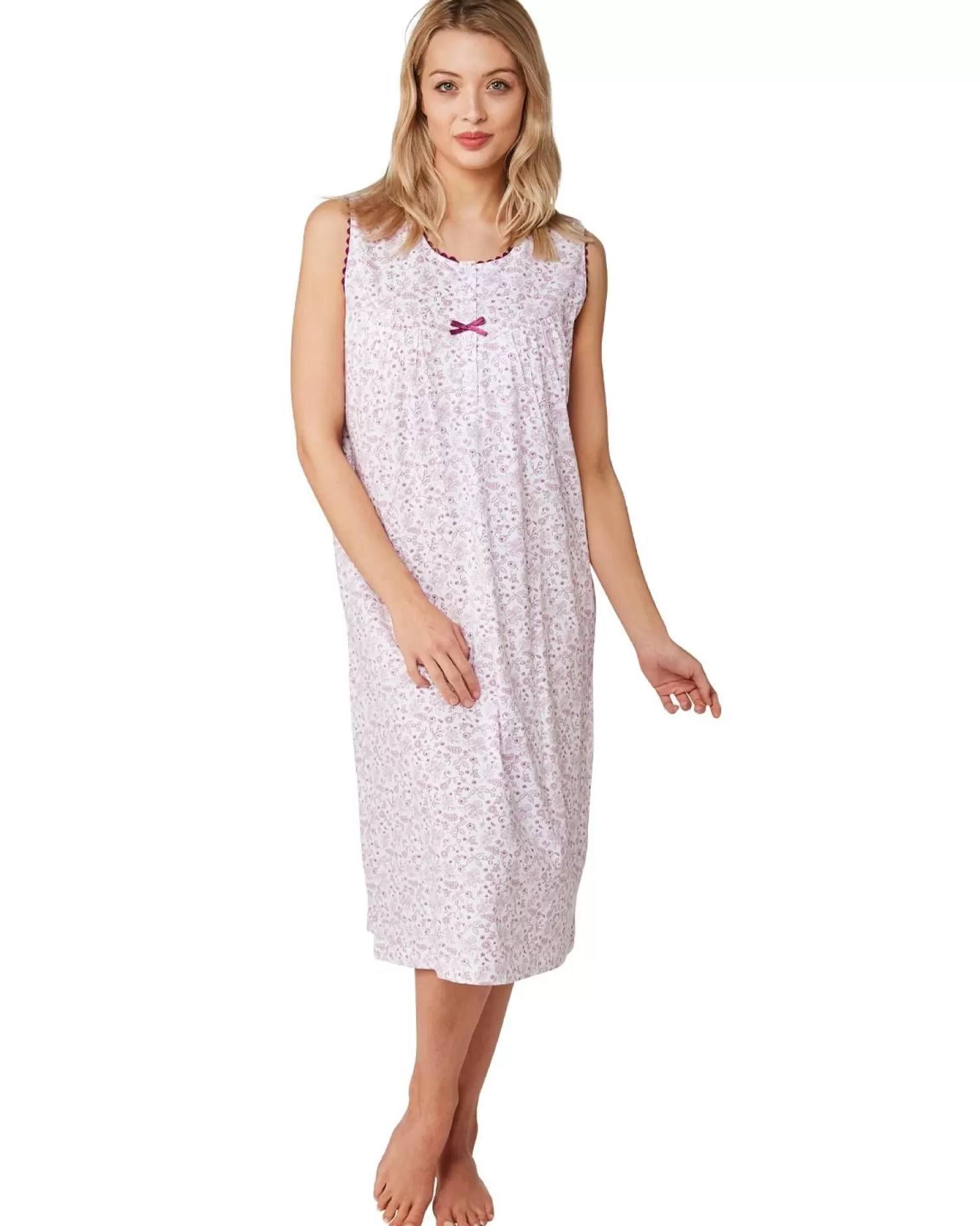 Lady Olga Nighties | 100% Jersey Cotton Sleeveless Nightie - Pink