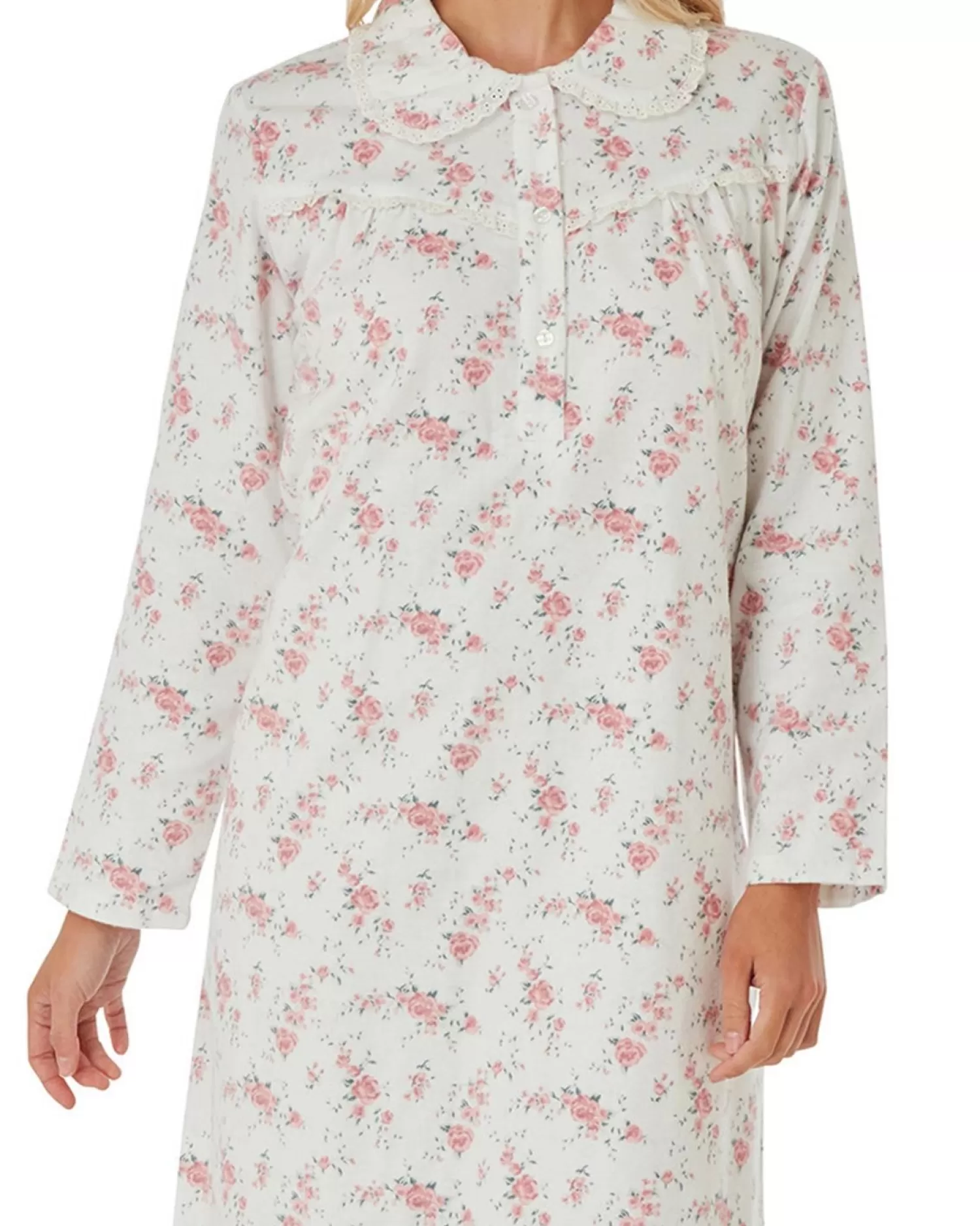 Lady Olga Nighties | Brushed Cotton Long Sleeve Nightie - Pink