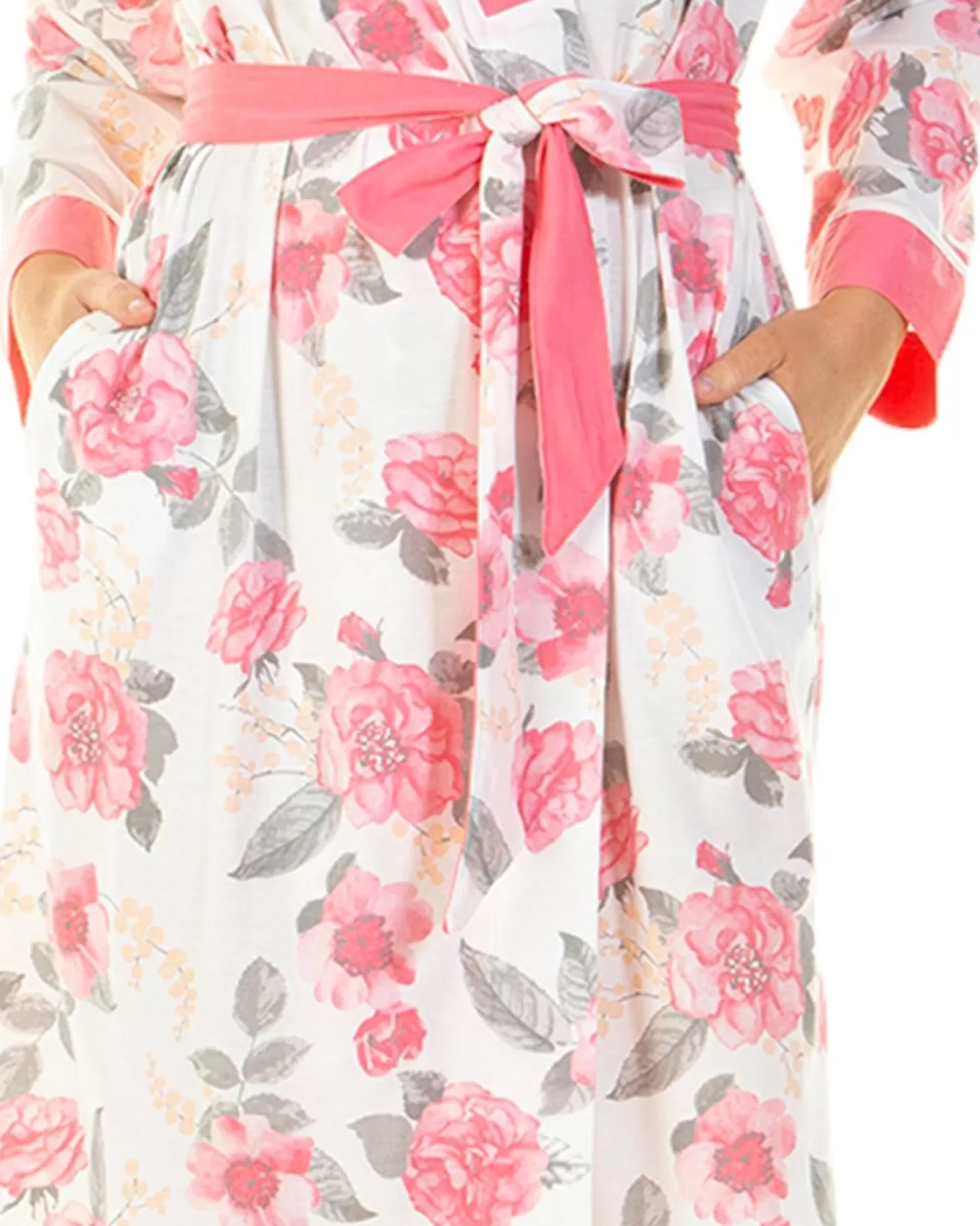 Lady Olga Dressing Gowns | Roses Jersey Robe - Pink