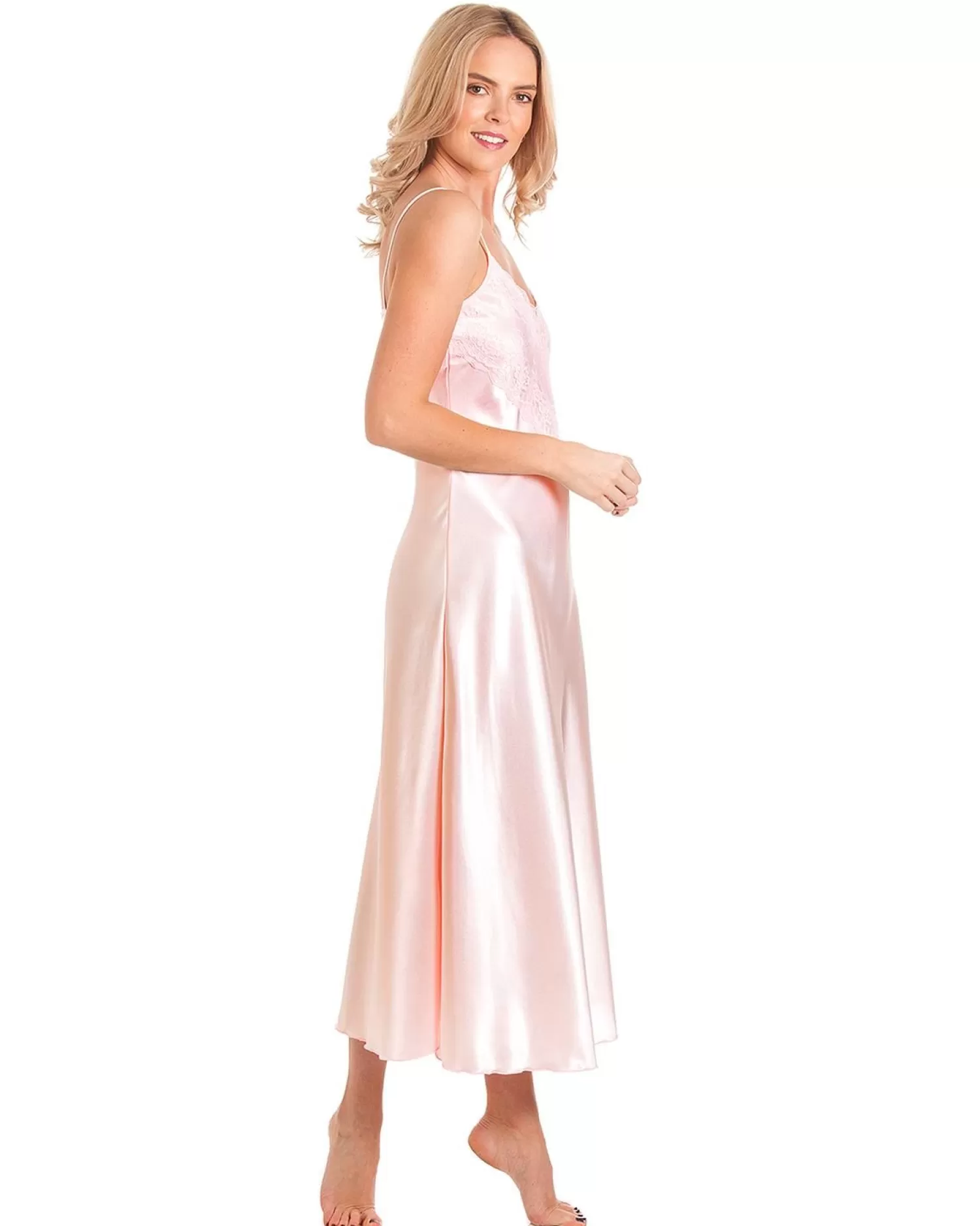 Lady Olga Nighties | Satin Long Nightdress - Pink