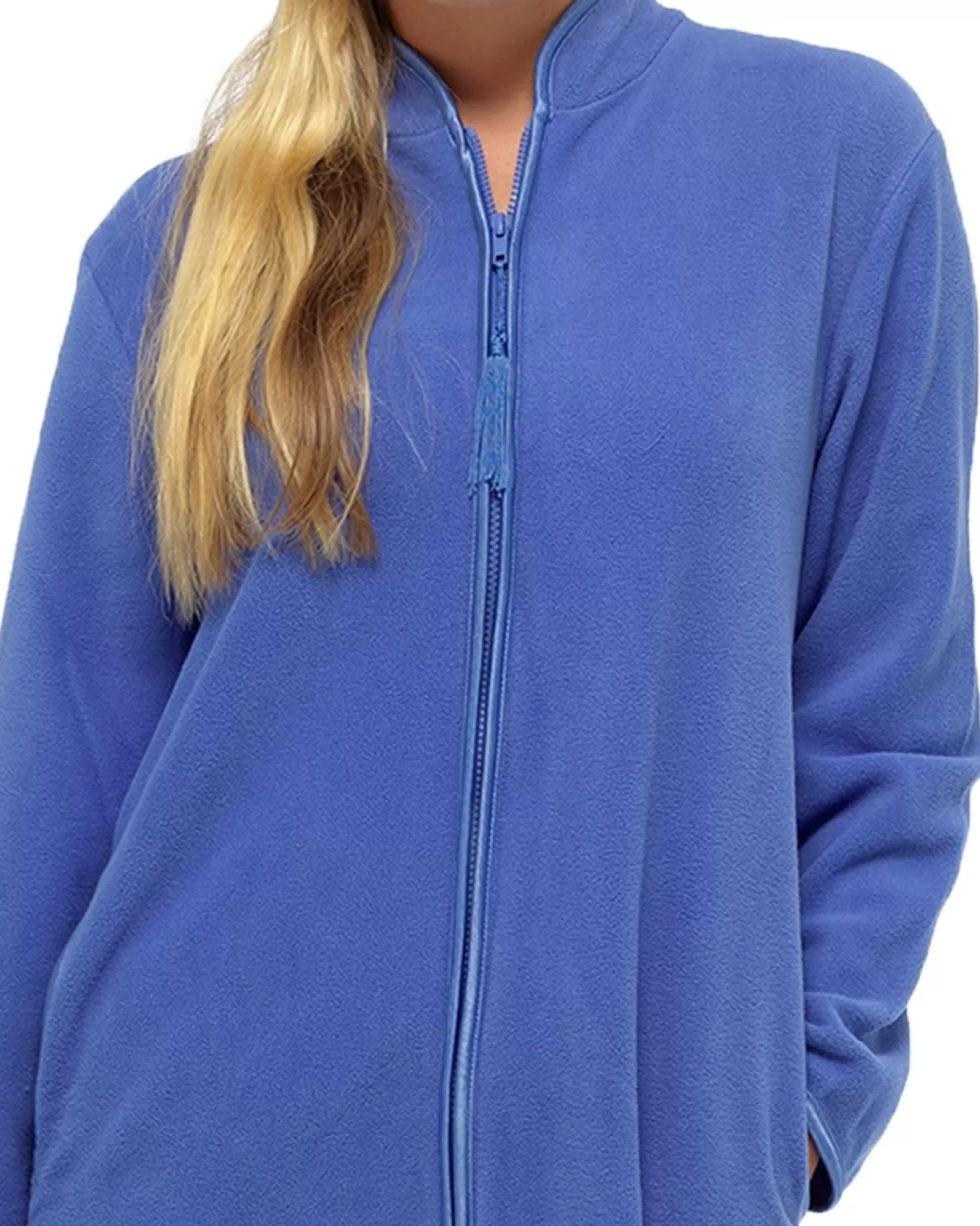 Lady Olga Dressing Gowns | Zip Up Fleece Dressing Gown - Blue