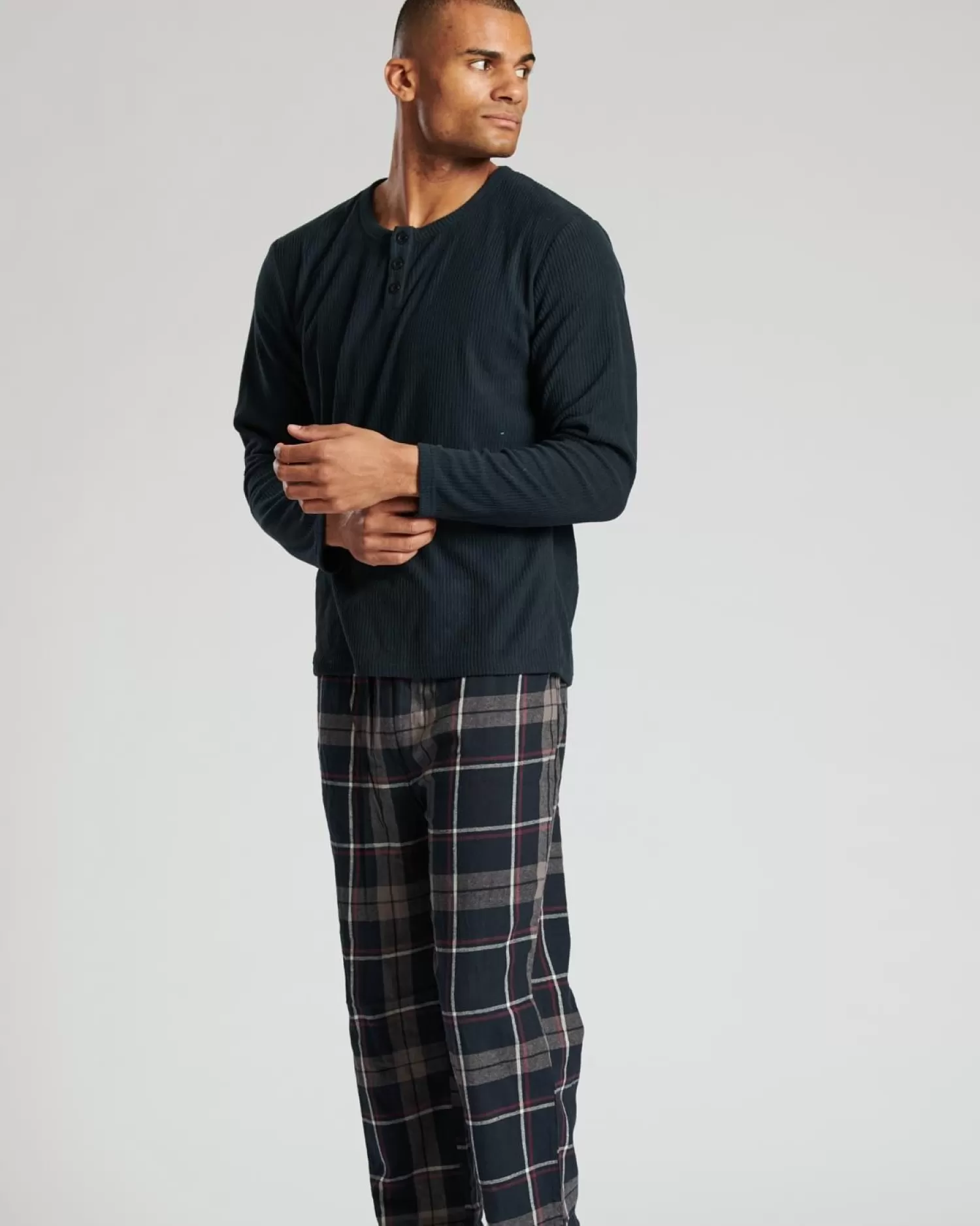 Men Loungeable Fleece & Brushed Cotton Pyjamas - Navy