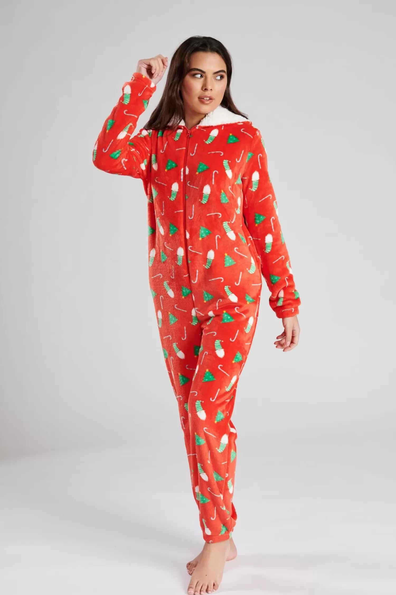 Loungeable Onesies | Red Christmas Print Onesie