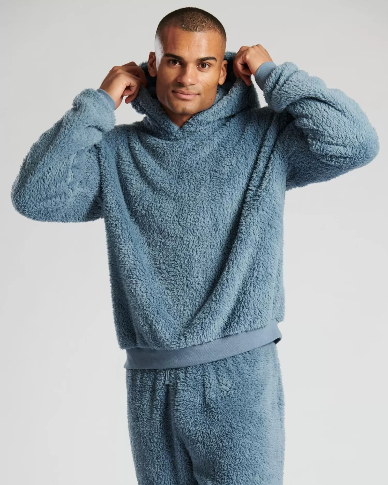 Men Loungeable Sherpa Fleece Hoodie - Blue