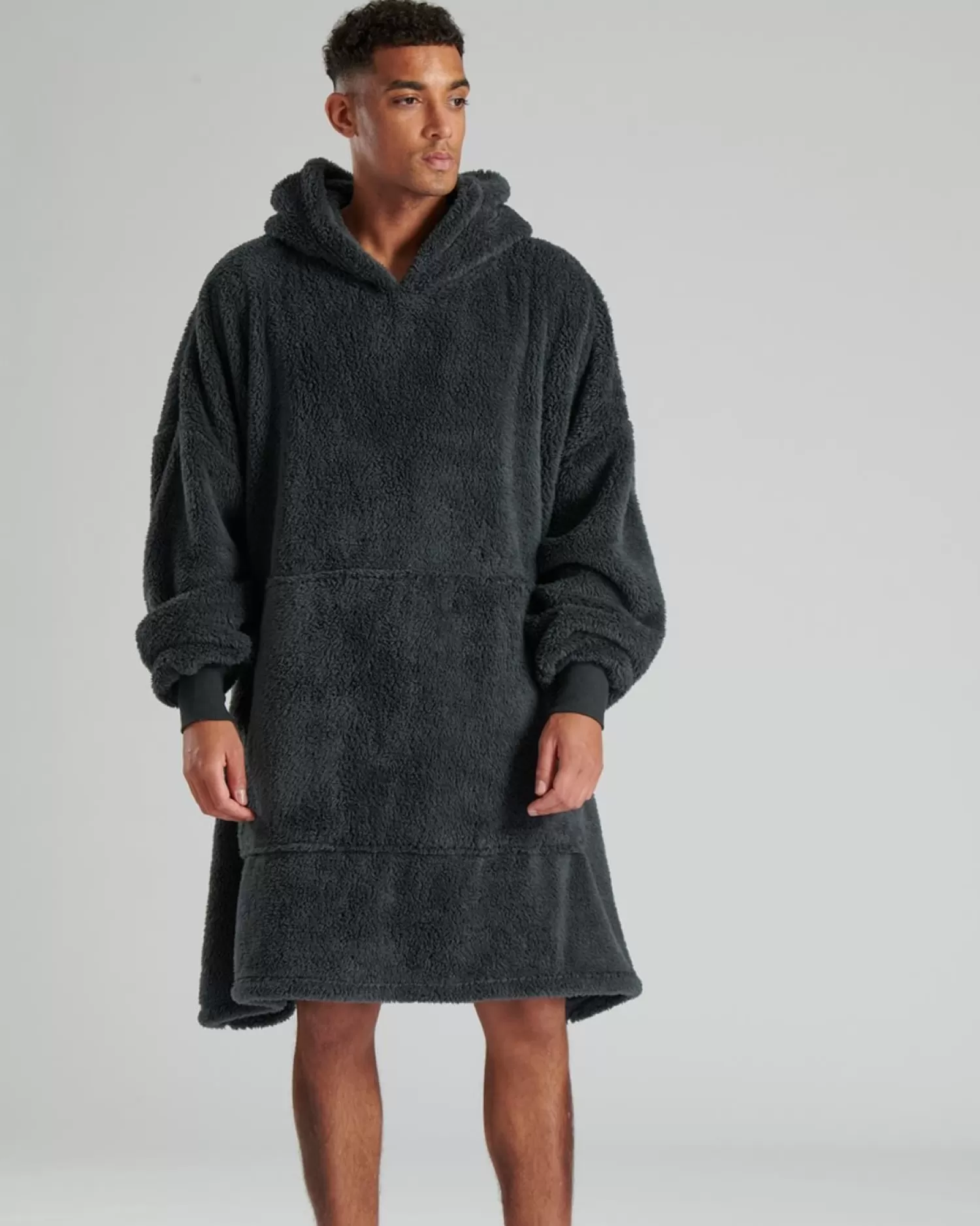Men Loungeable Sherpa Snuggle Oversized Hoodie - Dark Grey