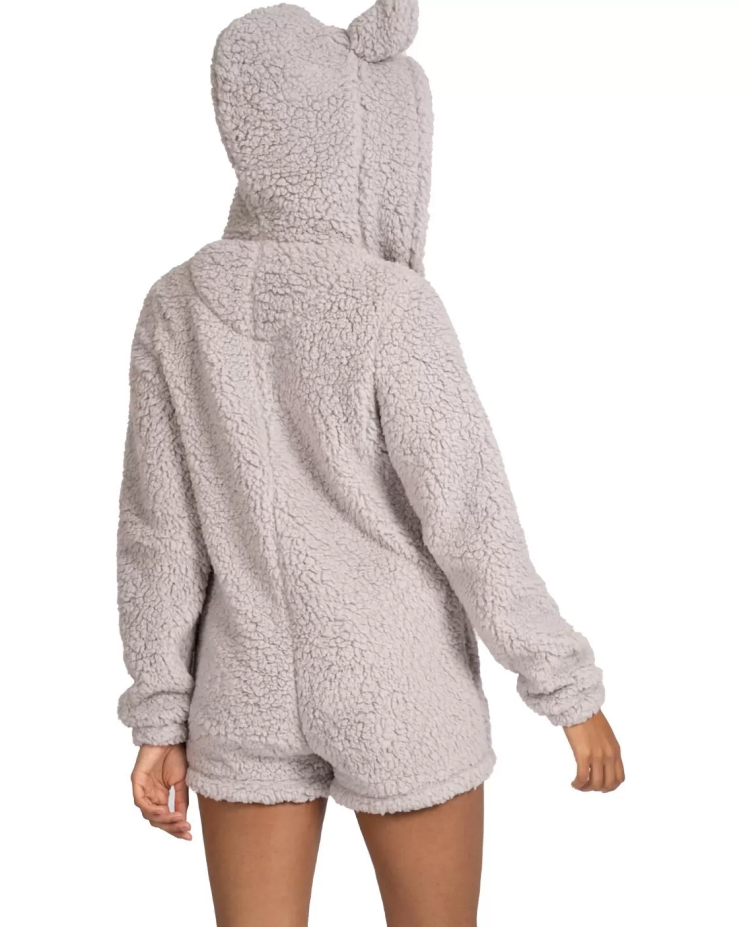 Loungeable Onesies | Sherpa Teddy Romper - Silver