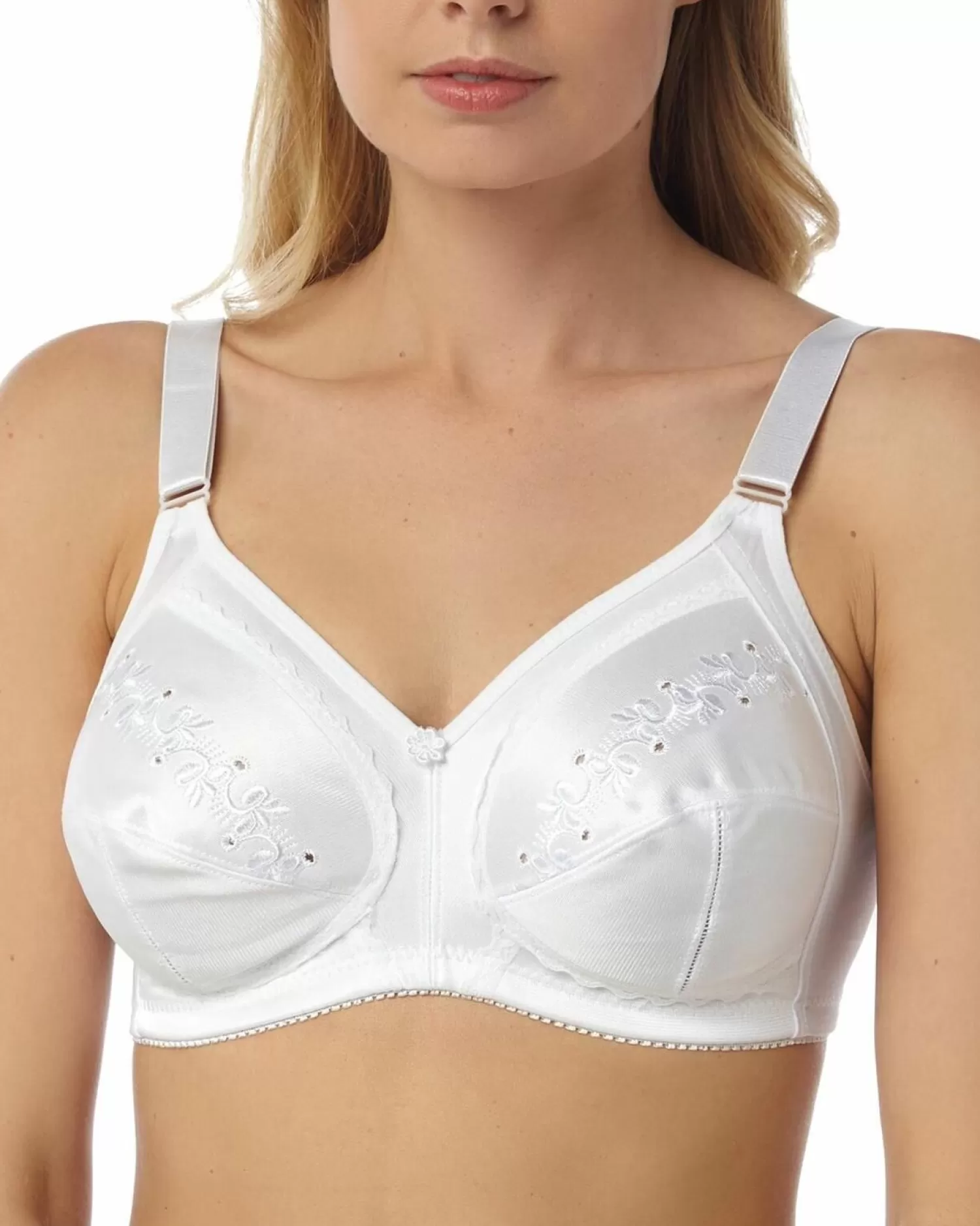 Marlon Bras | Embroidered Cup Satin Wireless Bra - White