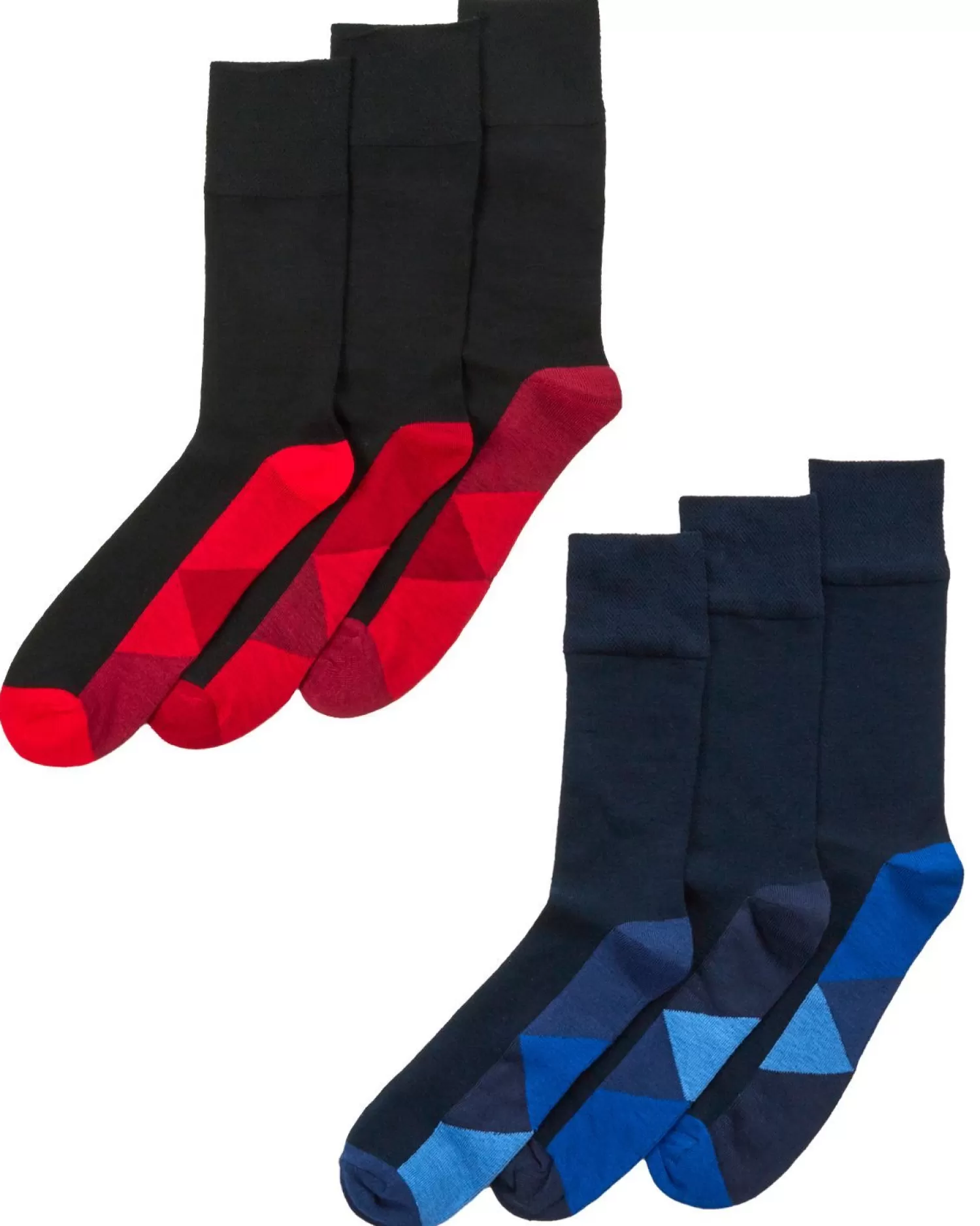 Men PandaStick Mens 6 Pack Comfort Fit Bamboo Socks - Geo Footbed