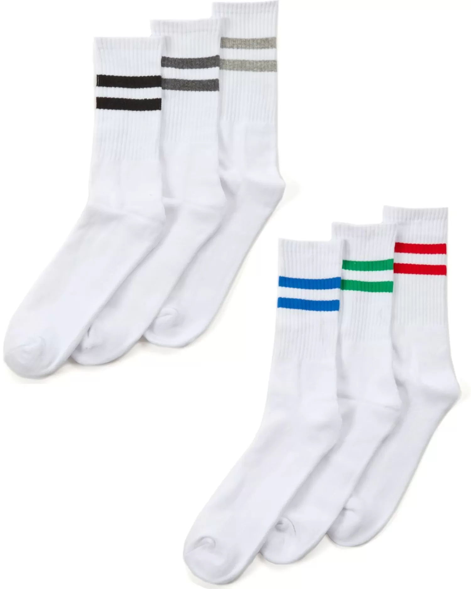 Men Street Essentials Mens 6 Pack White Ribbed Sport Socks
