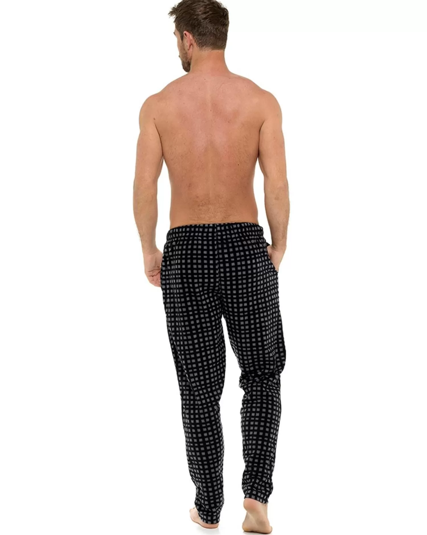 Men Foxbury Microfleece Check Lounge Pants - Grey