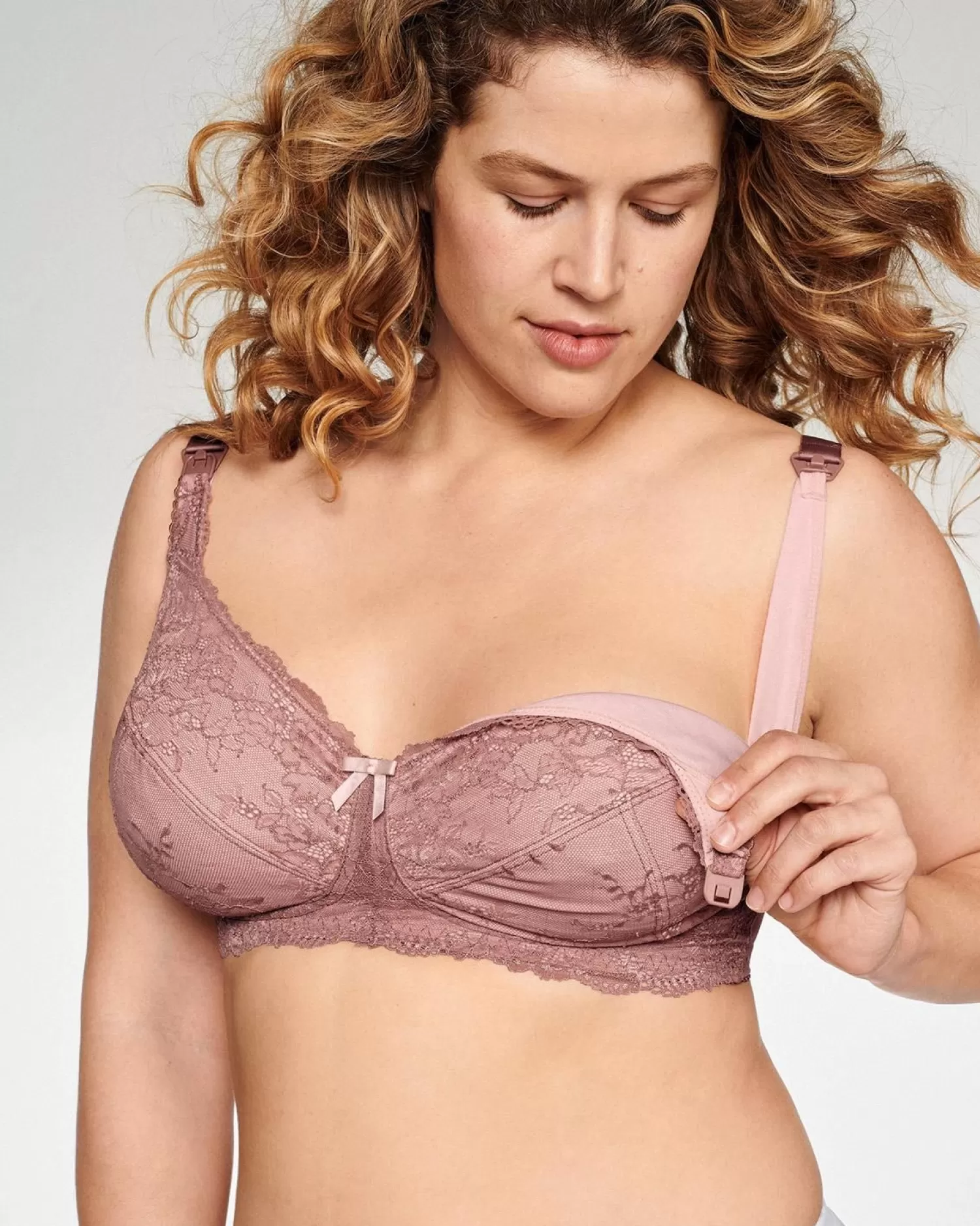 Naturana Bras | Lace Drop Cup Nursing Bra - Mauve