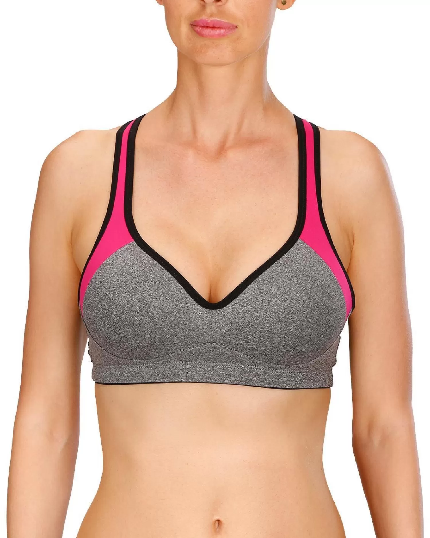 Naturana Bras | Padded Sports Bra - Grey/Pink