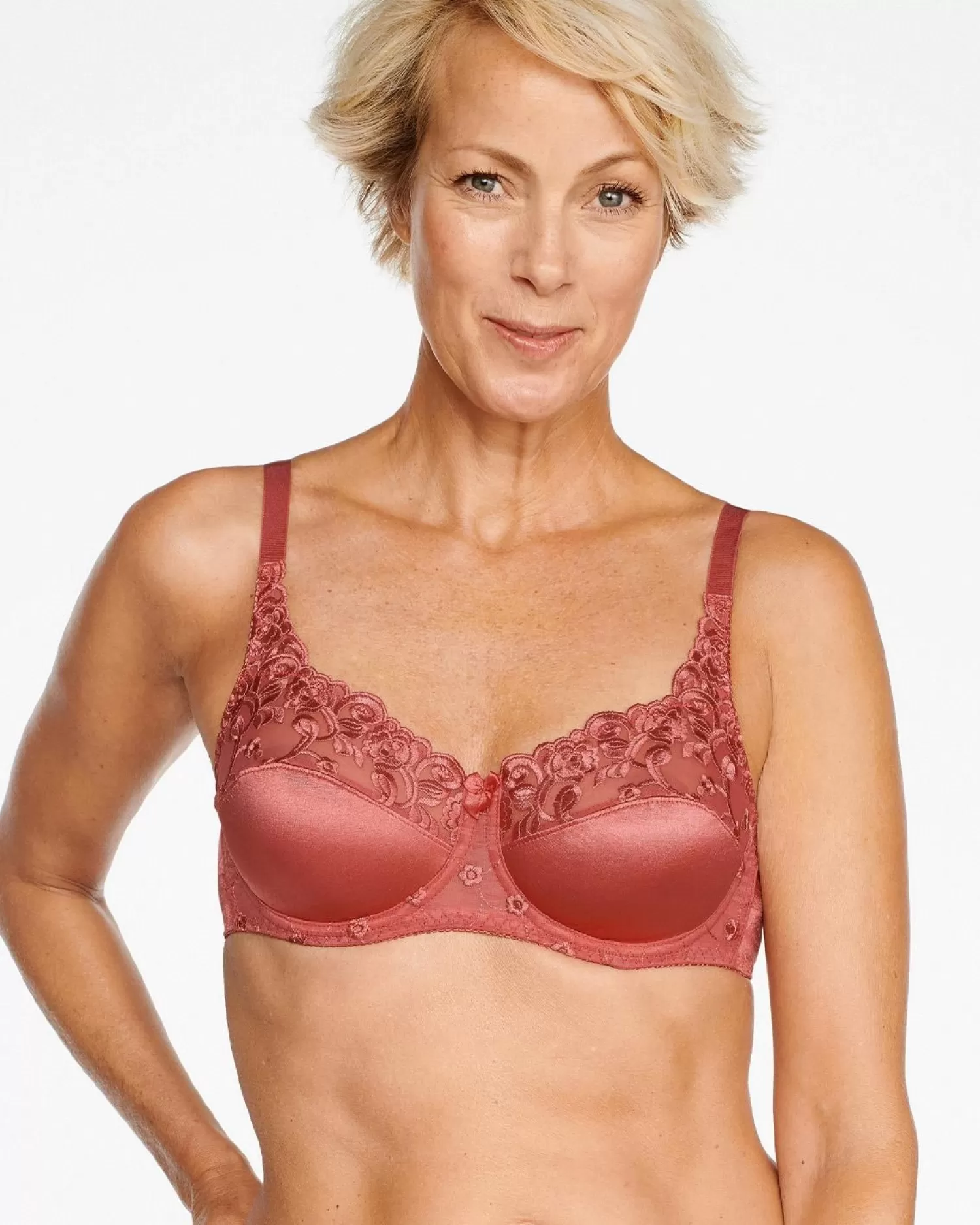 Naturana Bras | Satin & Lace Underwired Bra - Sun Kissed