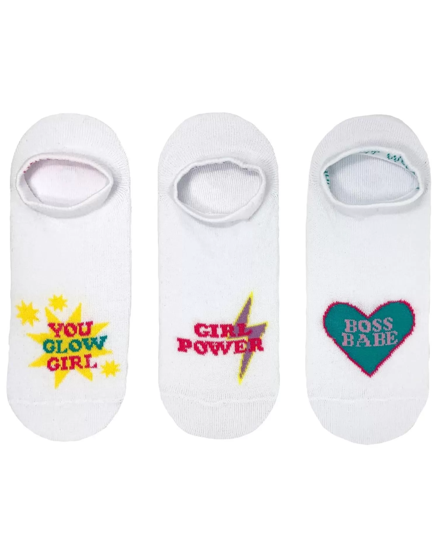 Nice Socks Socks | Womens 3 Pack Girl Power Invisible Liner Socks