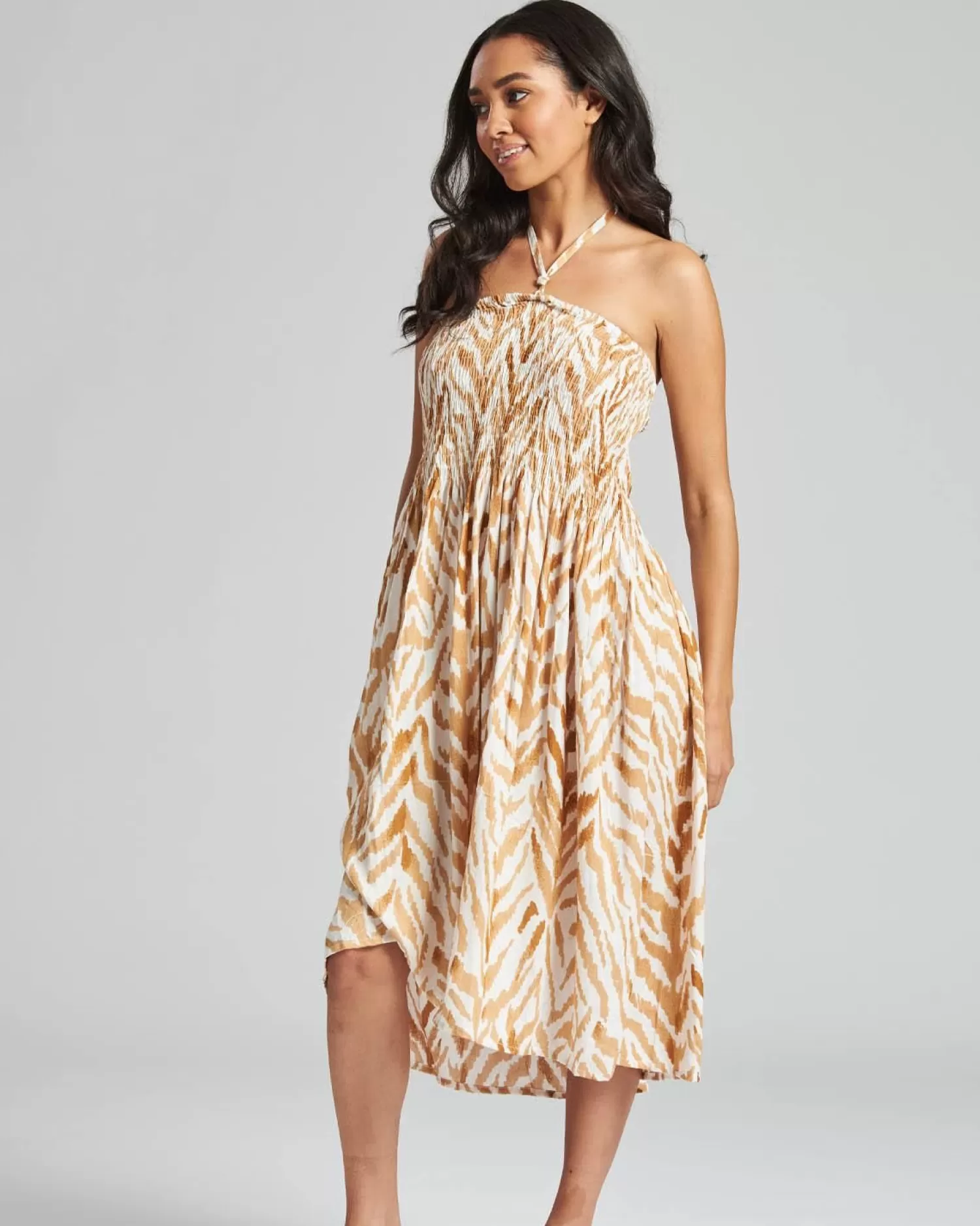 Pistachio Dresses | Neutral Chevron 3 Way Bandeau Dress