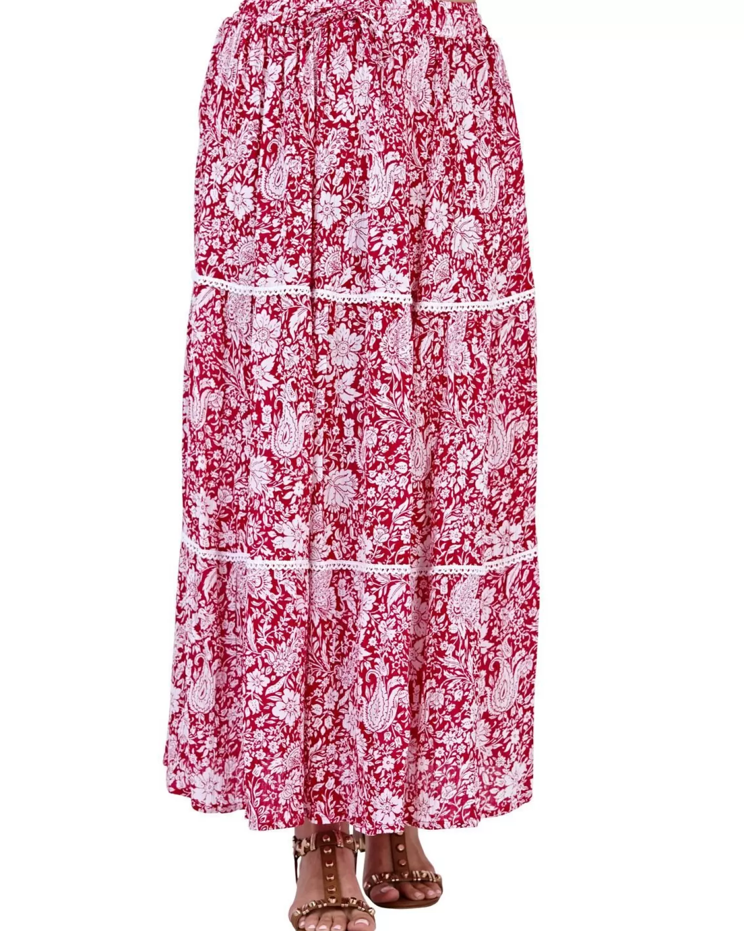 Pistachio Shorts & Skirts | Paisley Print Maxi Skirt - Red
