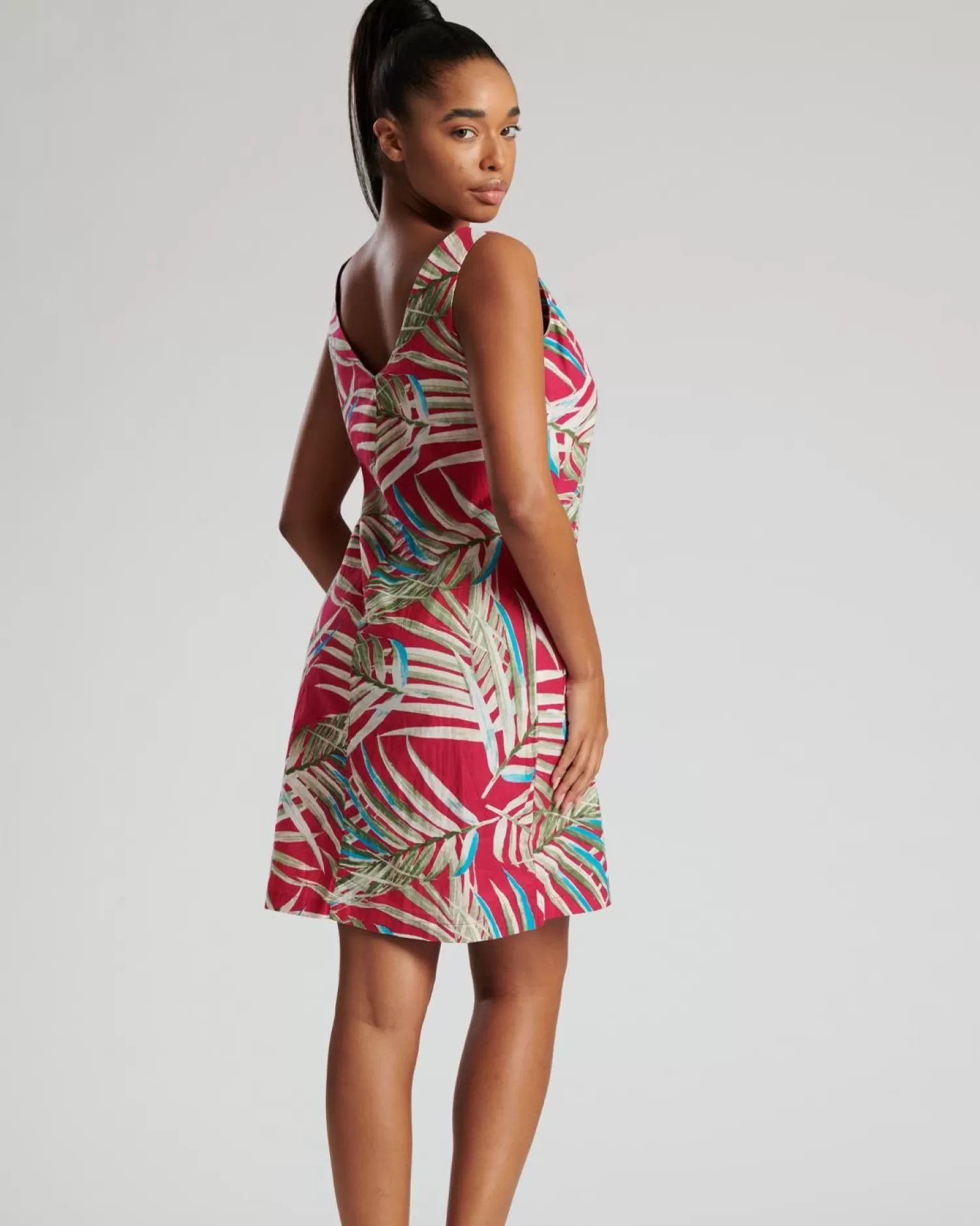 Pistachio Dresses | Pink Palm Sleeveless Shift Dress