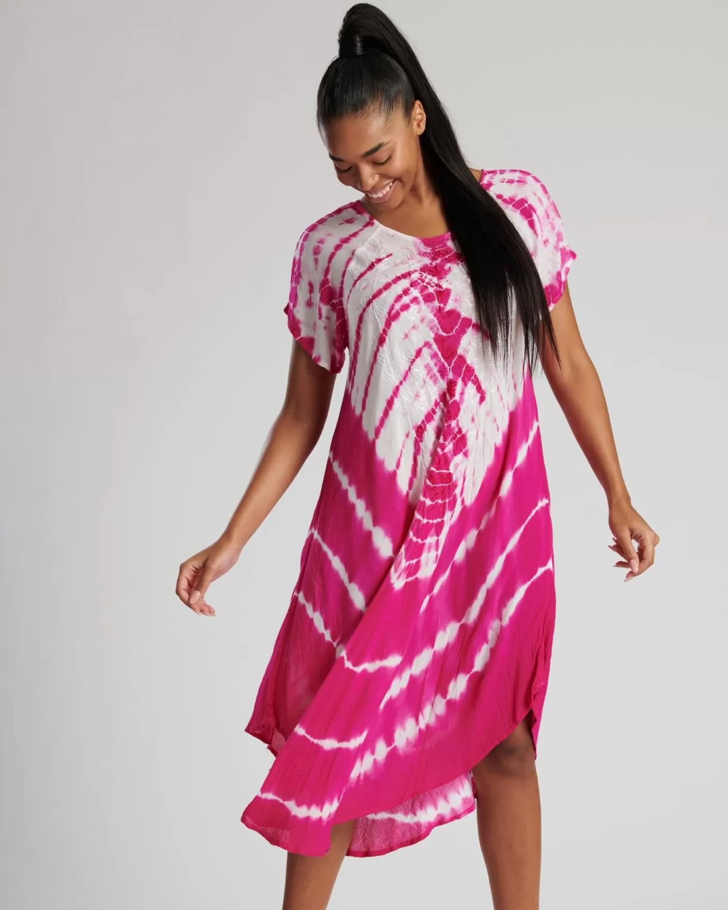 Pistachio Dresses | Short Sleeve Tie Dye Dress - Pink