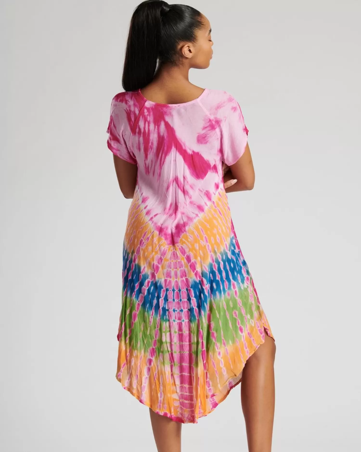 Pistachio Dresses | Short Sleeve Tie Dye Dress - Pink Mix