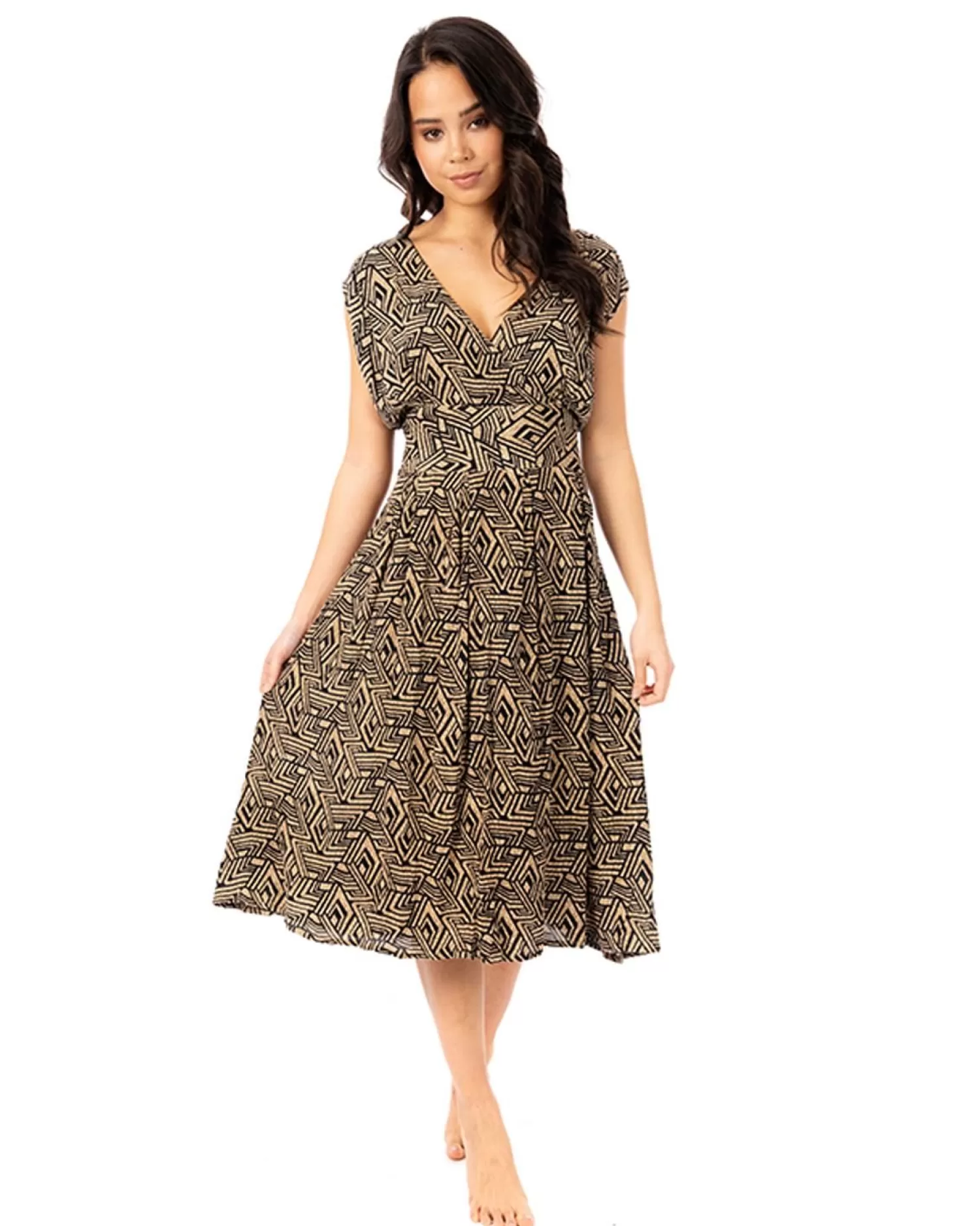 Pistachio Dresses | Wide Cross Over Tribal Print Dress