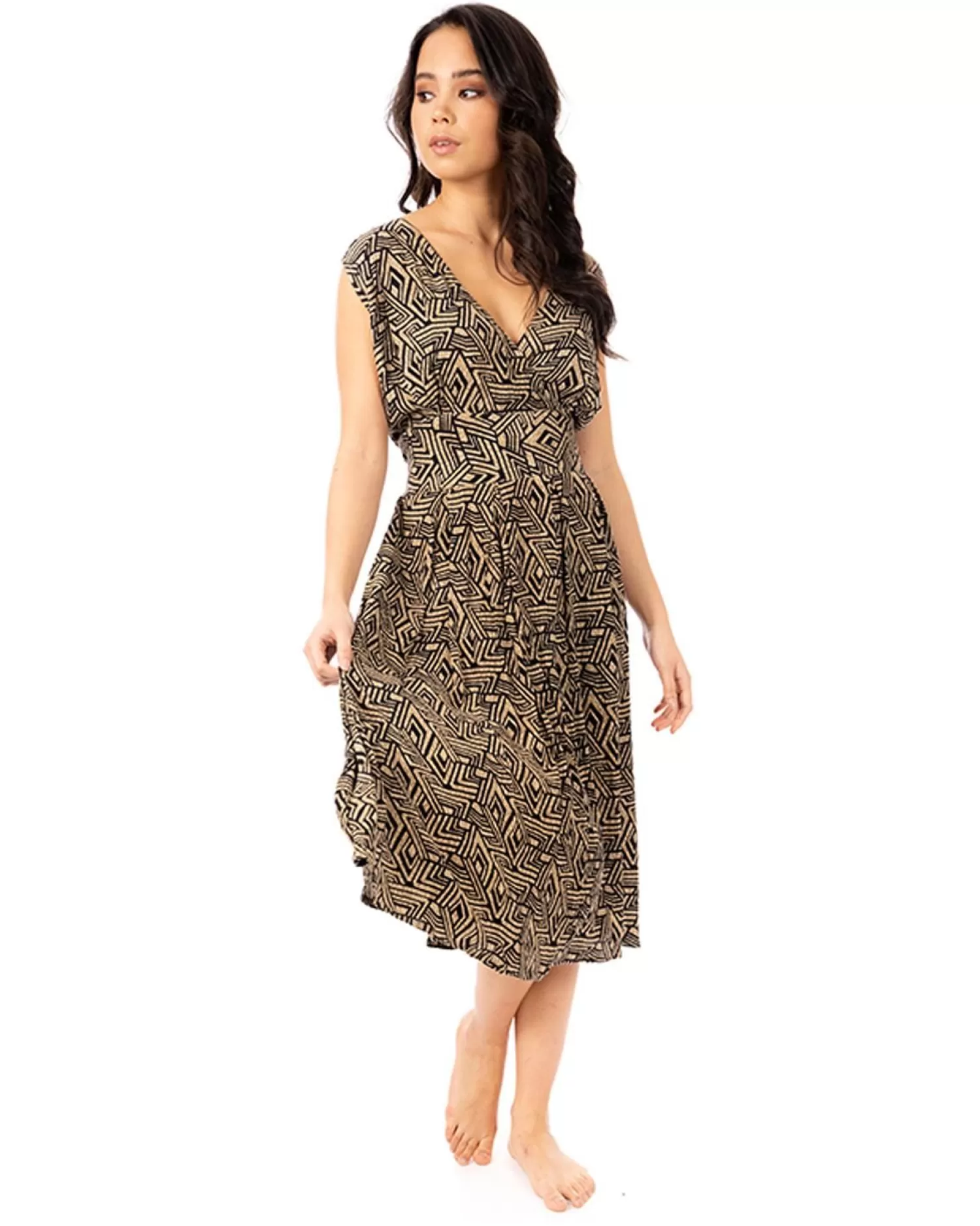 Pistachio Dresses | Wide Cross Over Tribal Print Dress