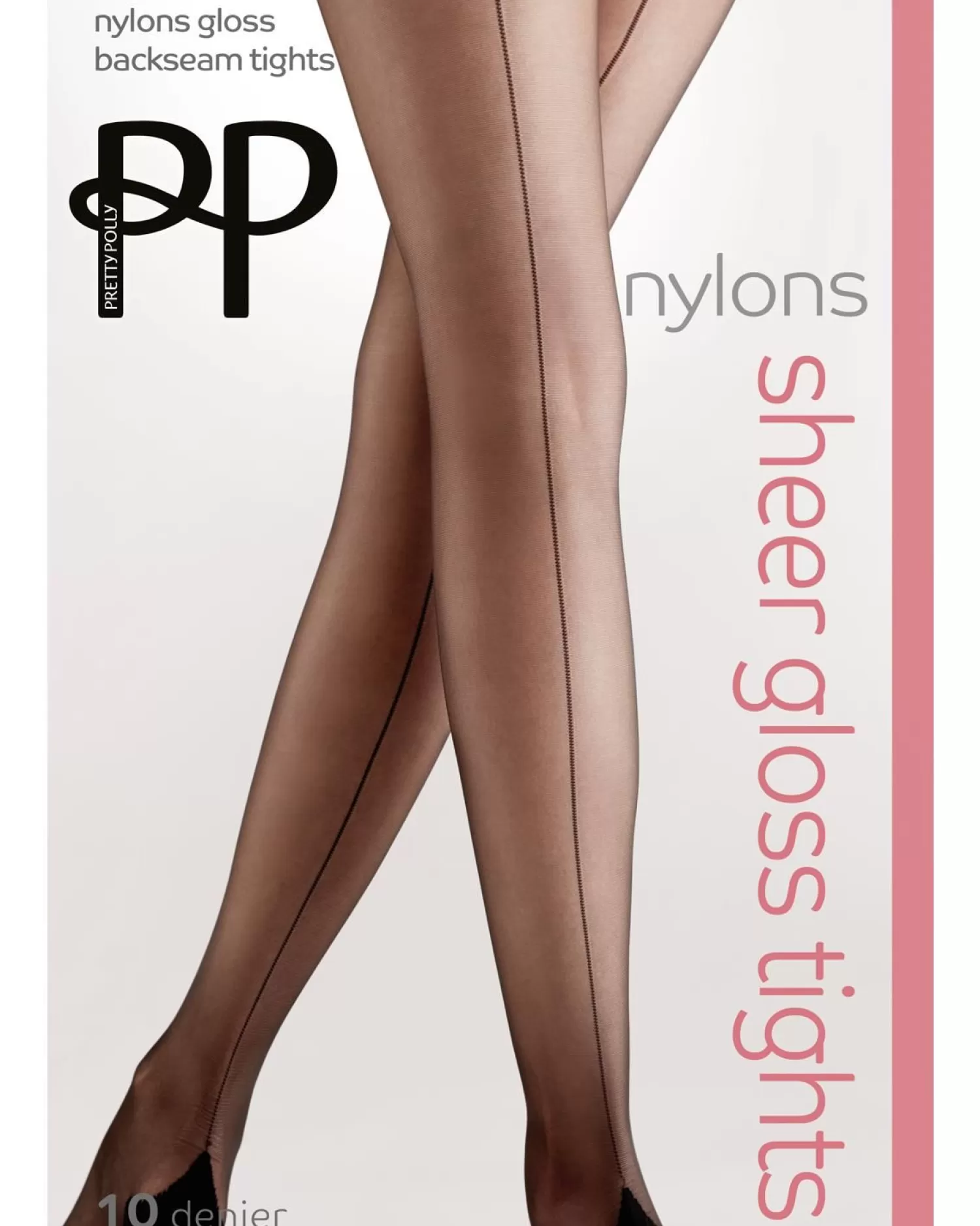 Pretty Polly Tights | 10 Denier Sheer Gloss Backseam Tights - Black
