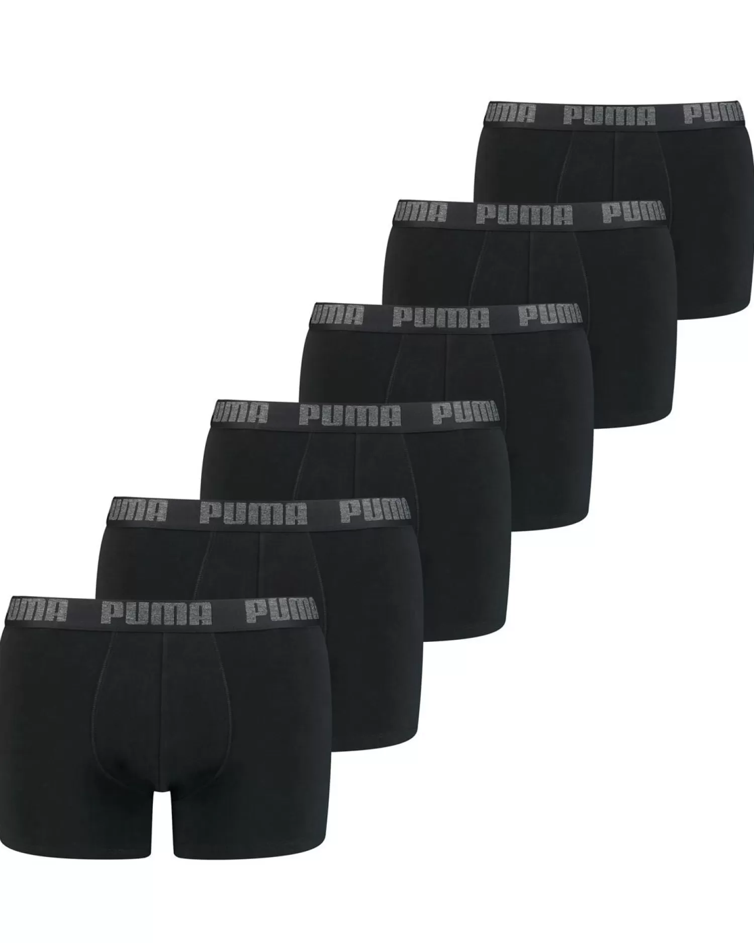Men Puma 6 Pack Boxer Shorts - Black/Black