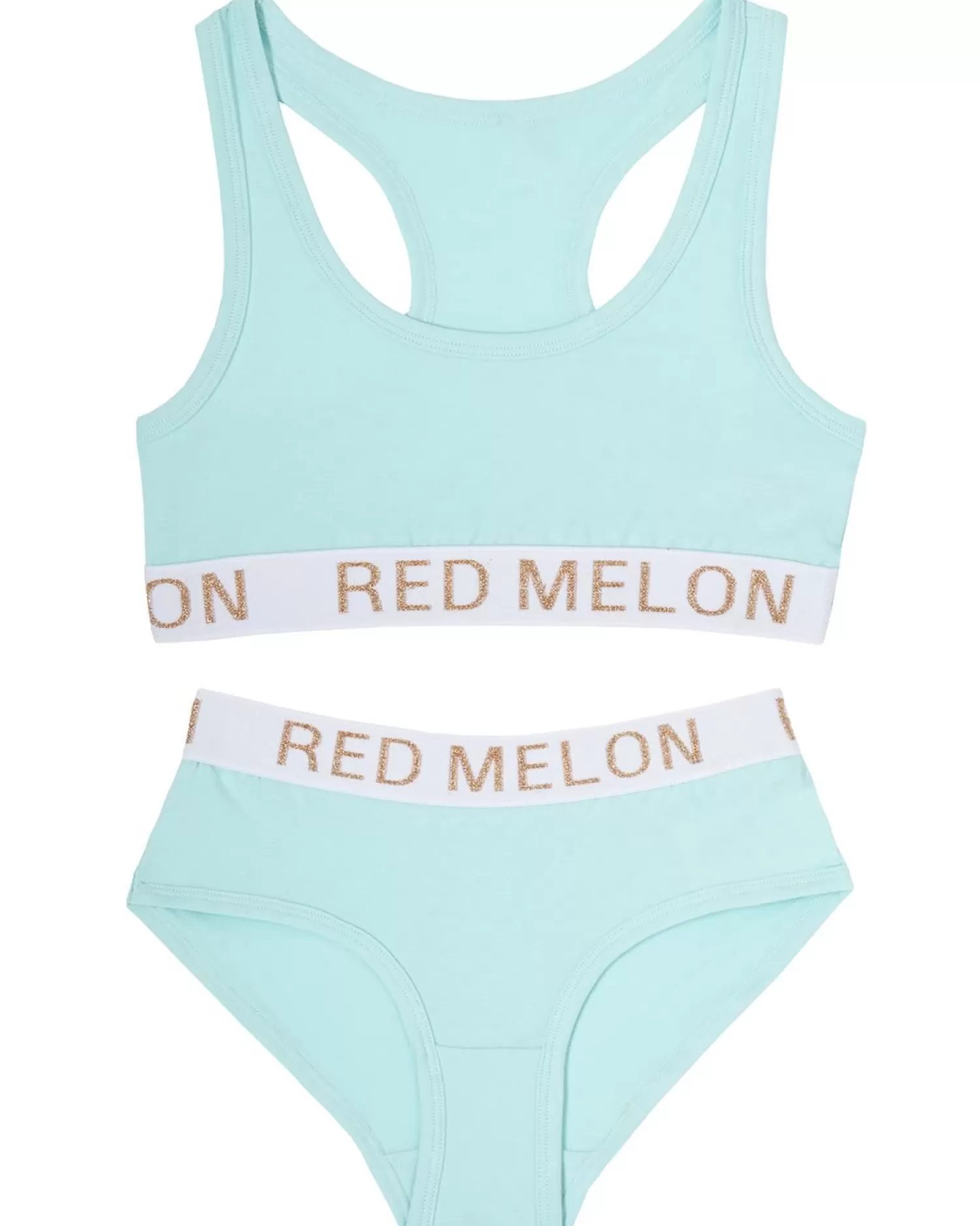 Kids Red Melon Girls Crop Top Knicker Set - Aqua