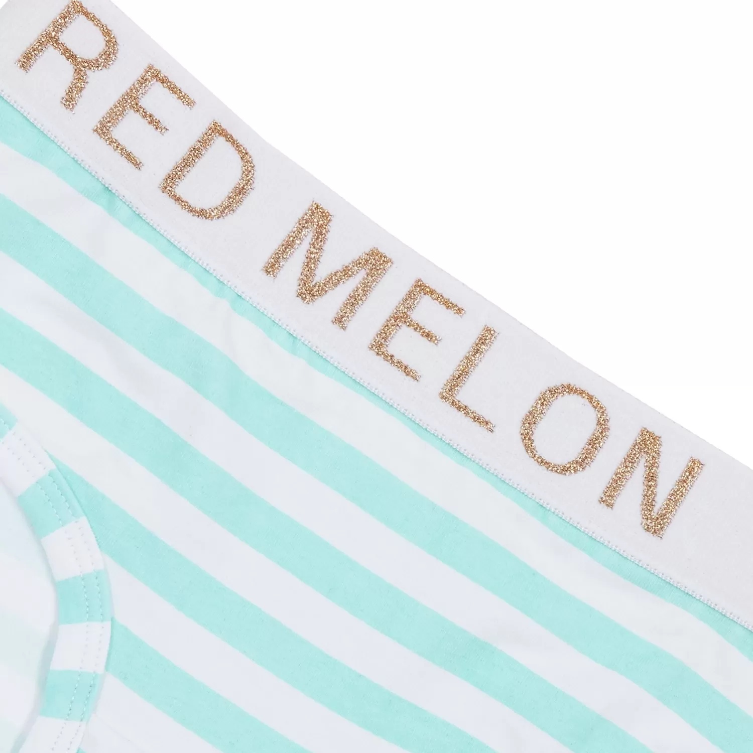 Kids Red Melon Girls Crop Top Knicker Set - Aqua Stripe