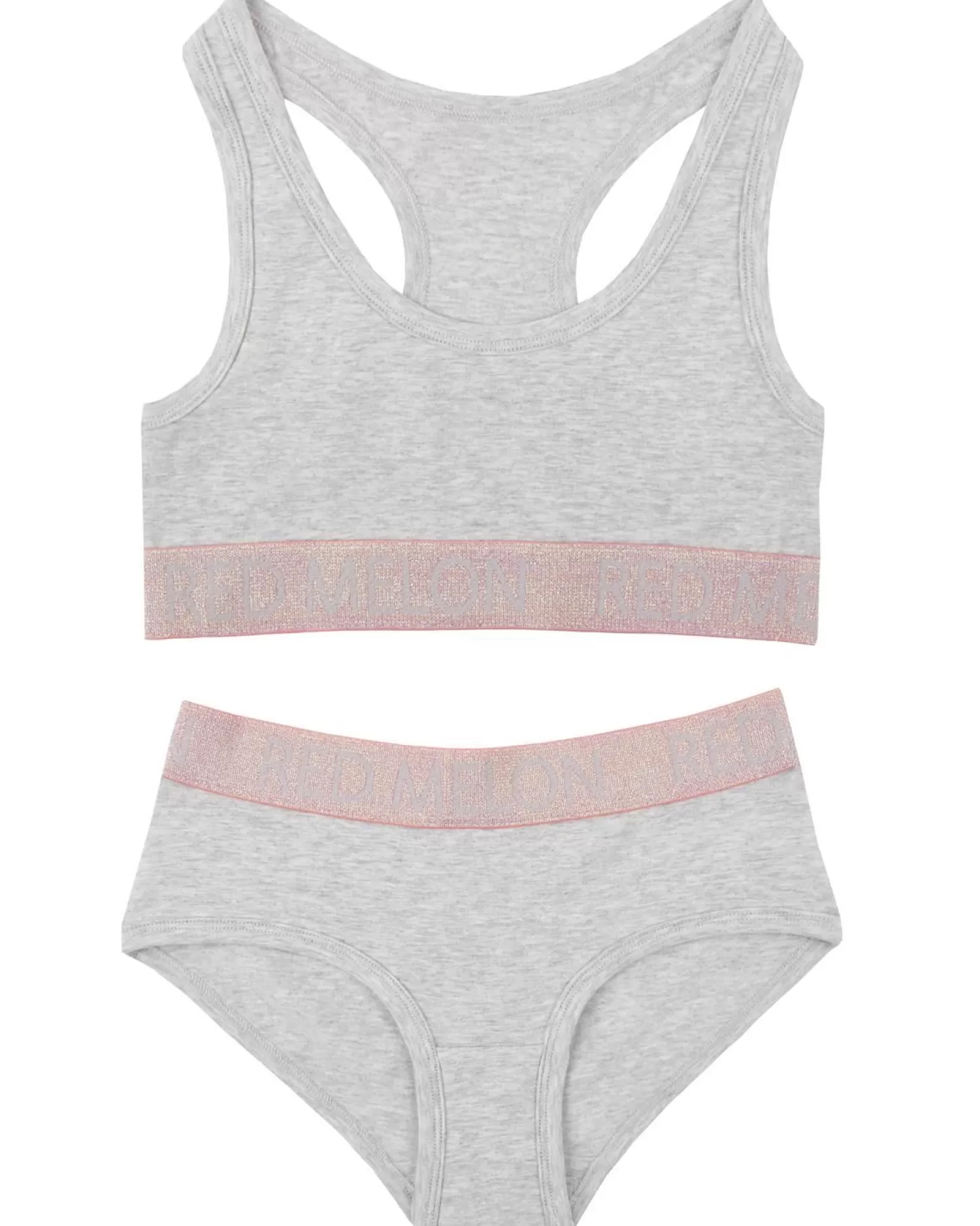 Kids Red Melon Girls Crop Top Knicker Set - Grey