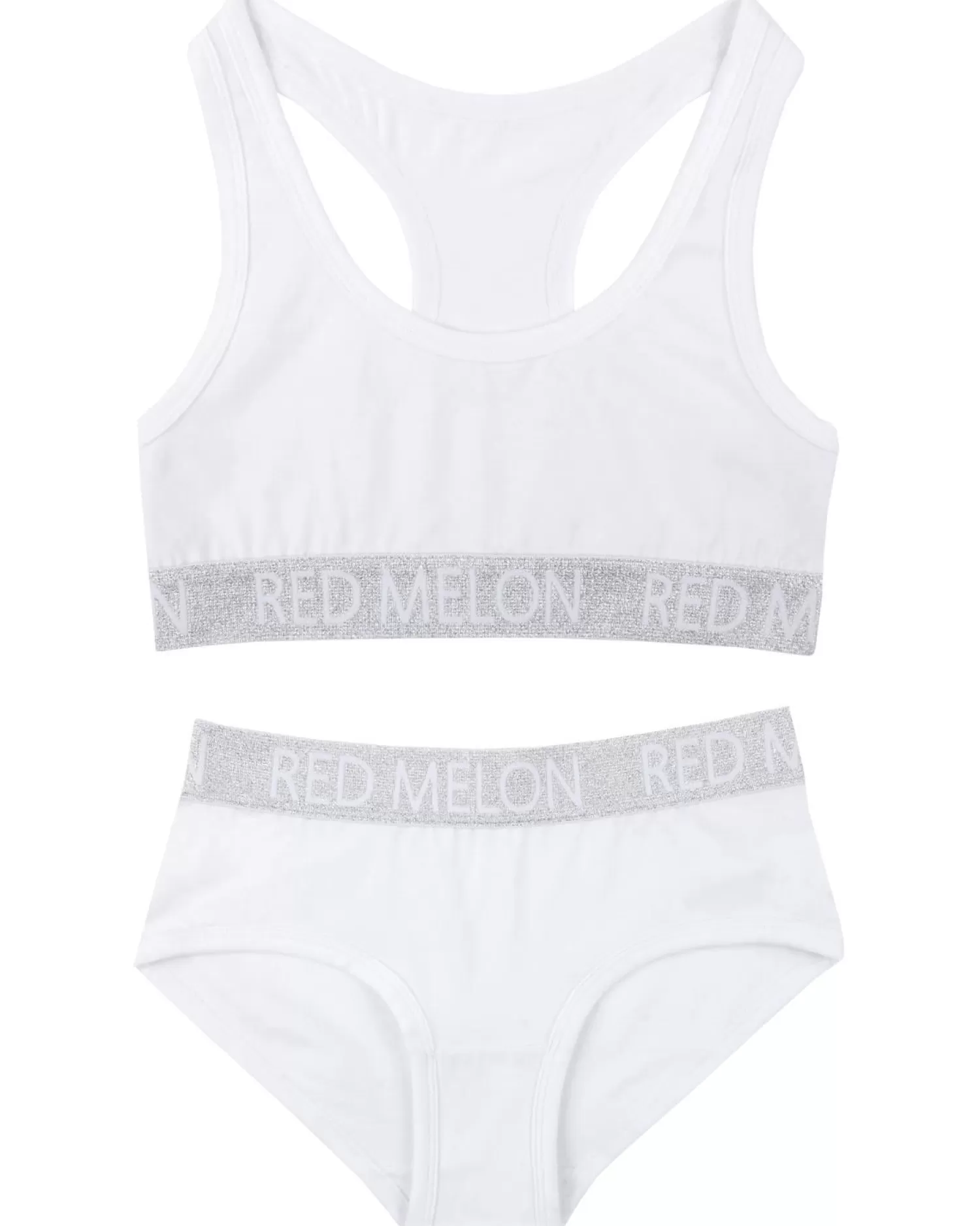 Kids Red Melon Girls Crop Top Knicker Set - White