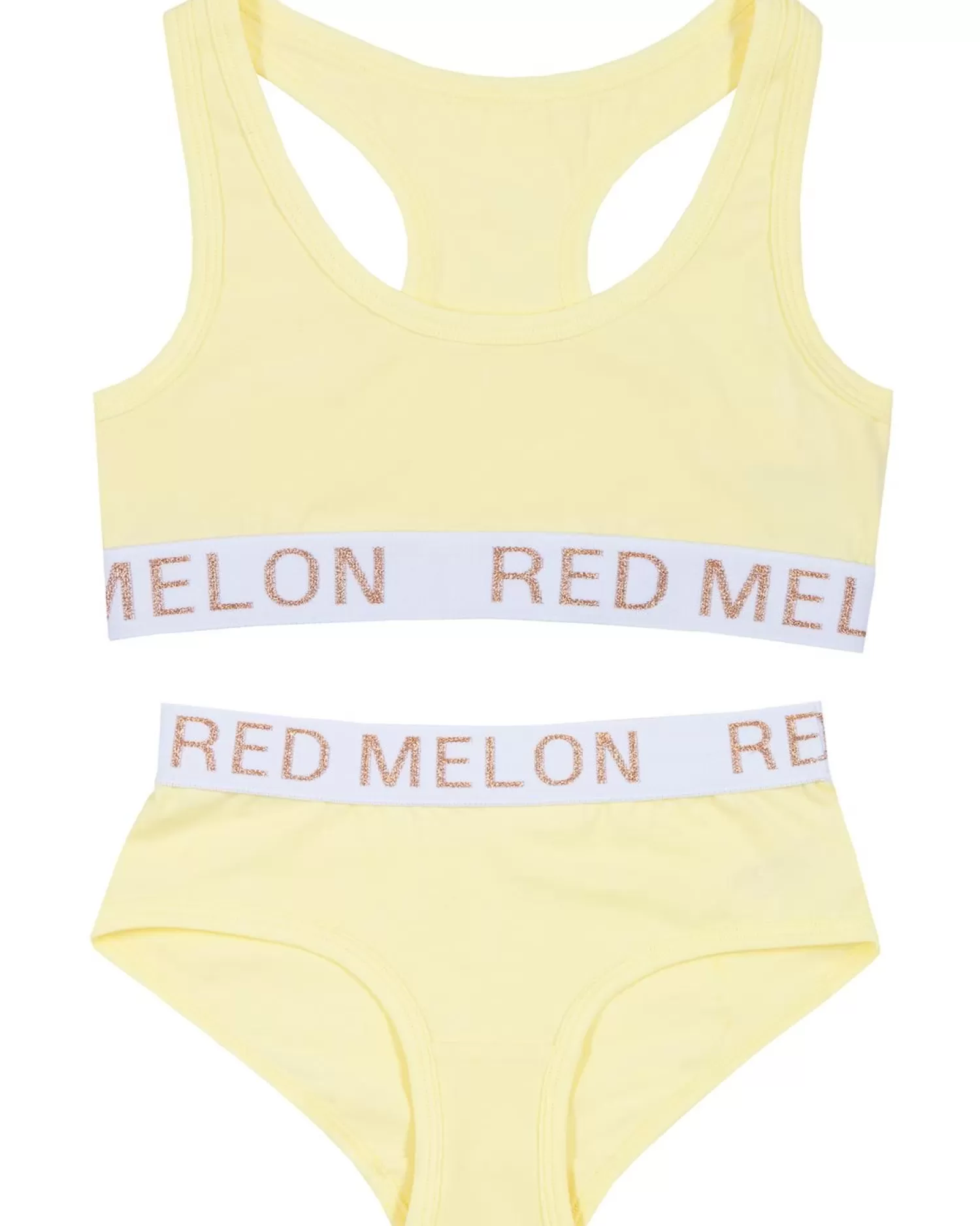 Kids Red Melon Girls Crop Top Knicker Set - Yellow
