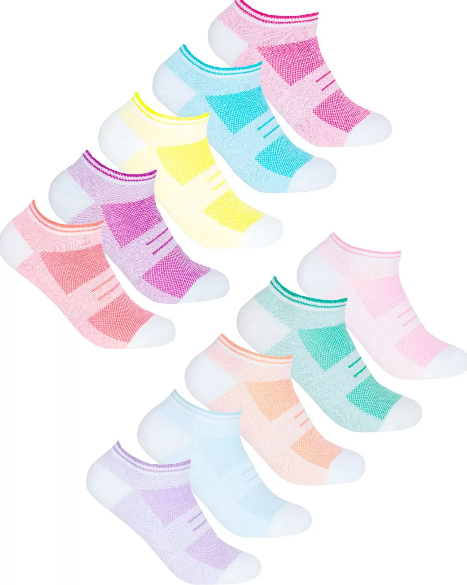 RedTag Socks | Womens 10 Pack Sport Trainer Socks - White Marl Mix