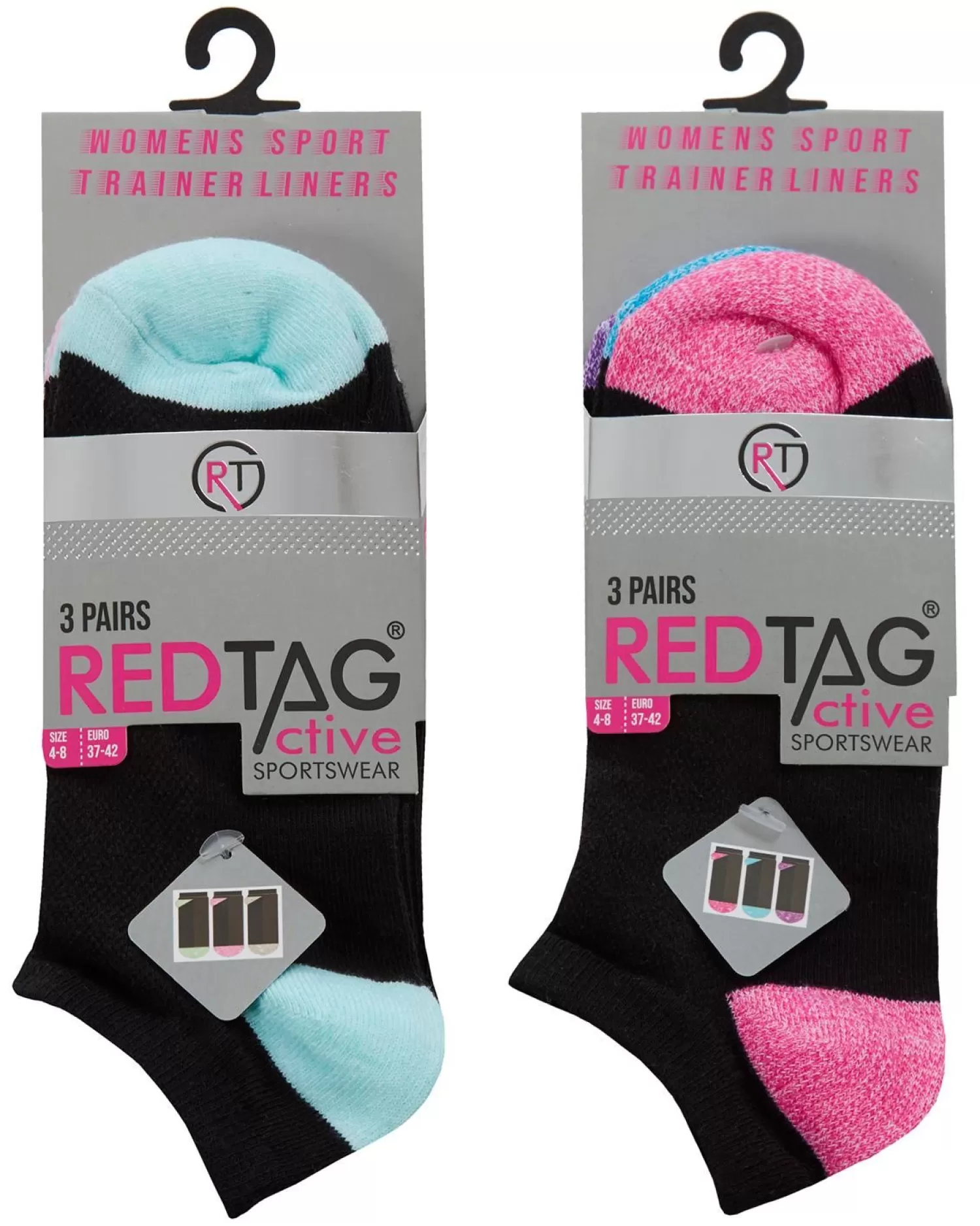 RedTag Socks | Womens 6 Pack Sport Trainer Socks - Coloured H&T