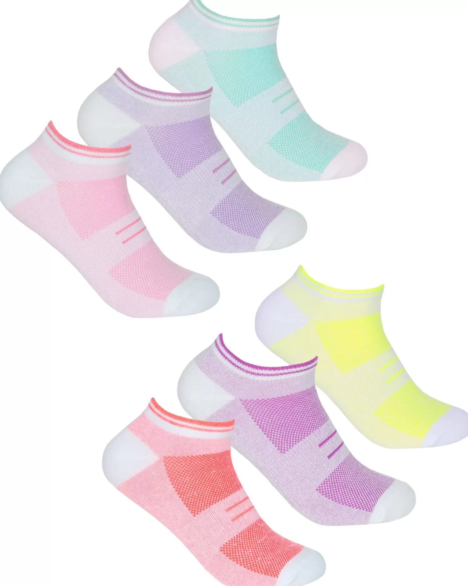 RedTag Socks | Womens 6 Pack Sport Trainer Socks - White Marl Mix