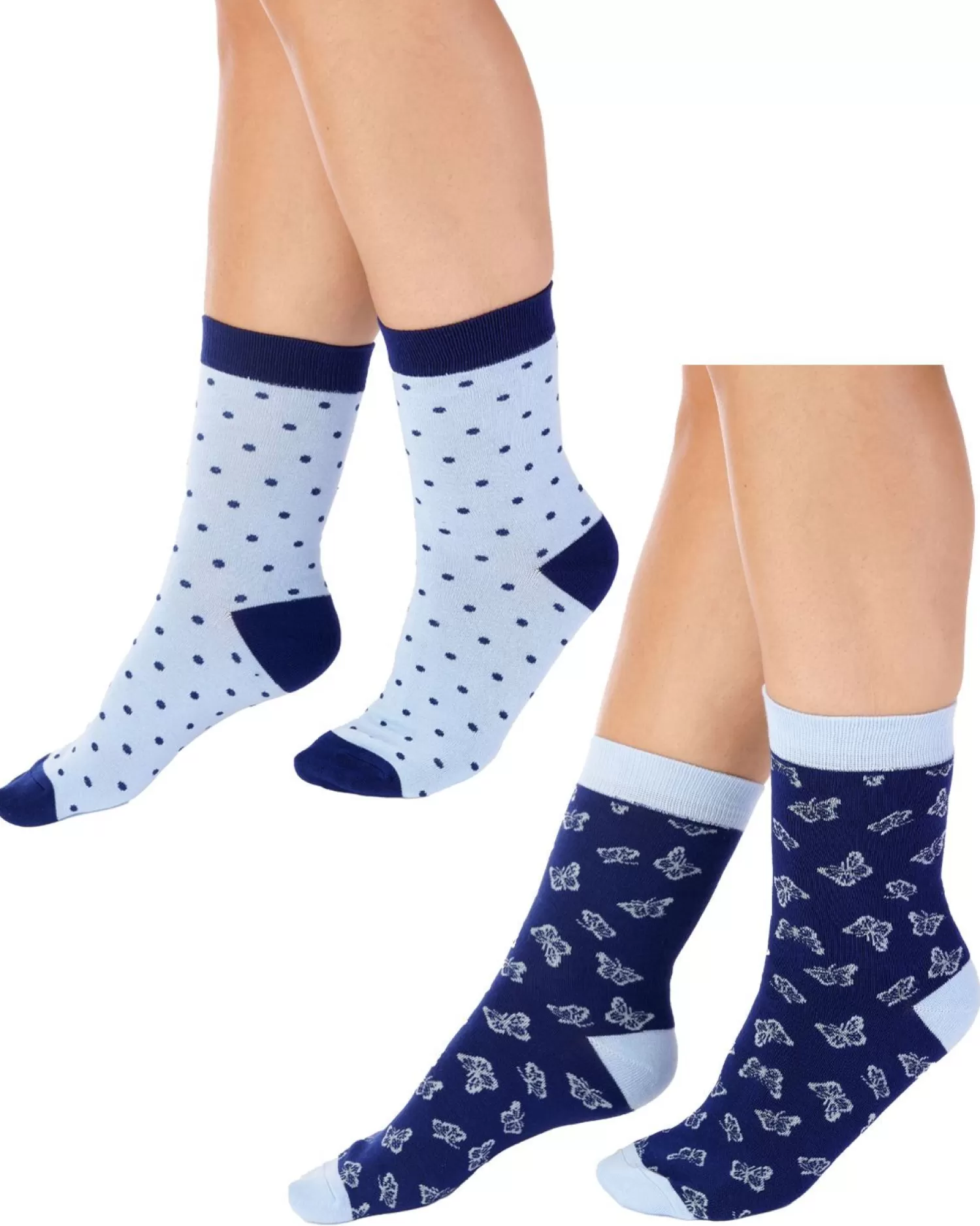 Slenderella Socks | 2 Pack Butterfly Bamboo Socks - Navy