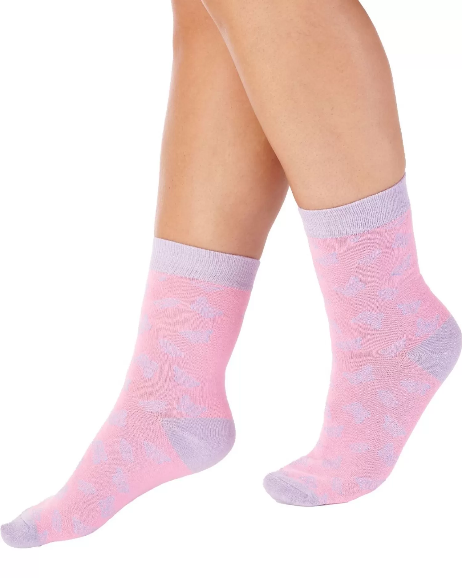 Slenderella Socks | 2 Pack Butterfly Bamboo Socks - Pink
