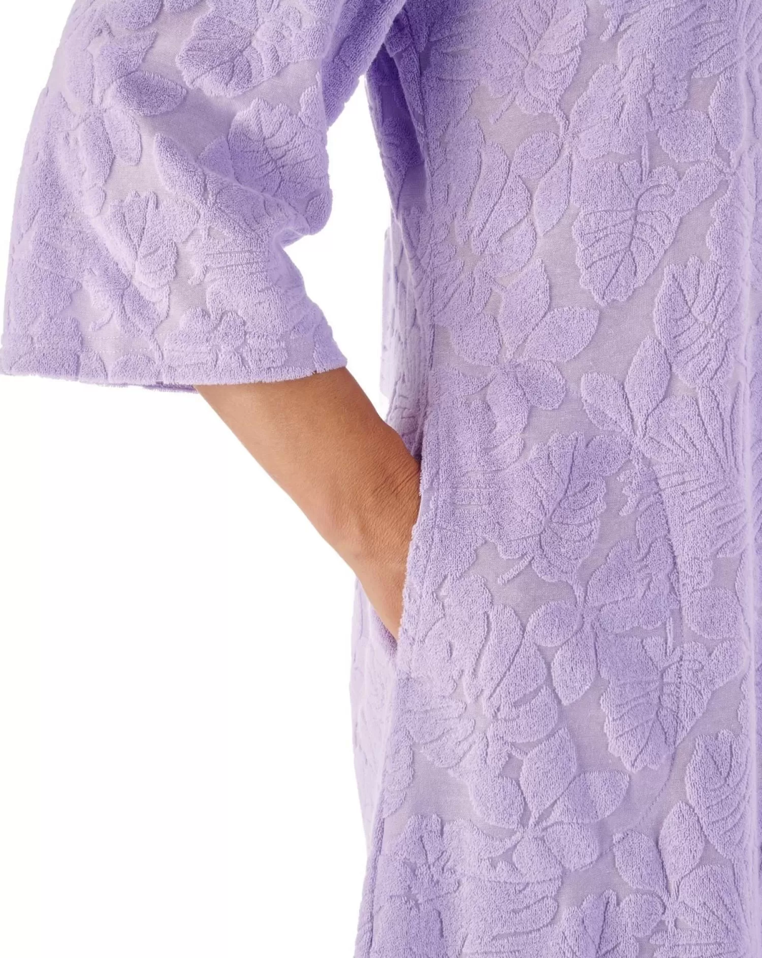 Slenderella Dressing Gowns | 42" Floral Embossed Zip Dressing Gown - Lilac